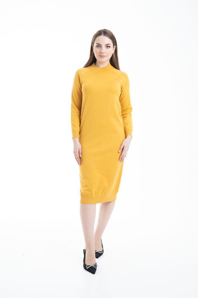 ميكا فستان ميدي سادة مزموم كم طويل نسائي