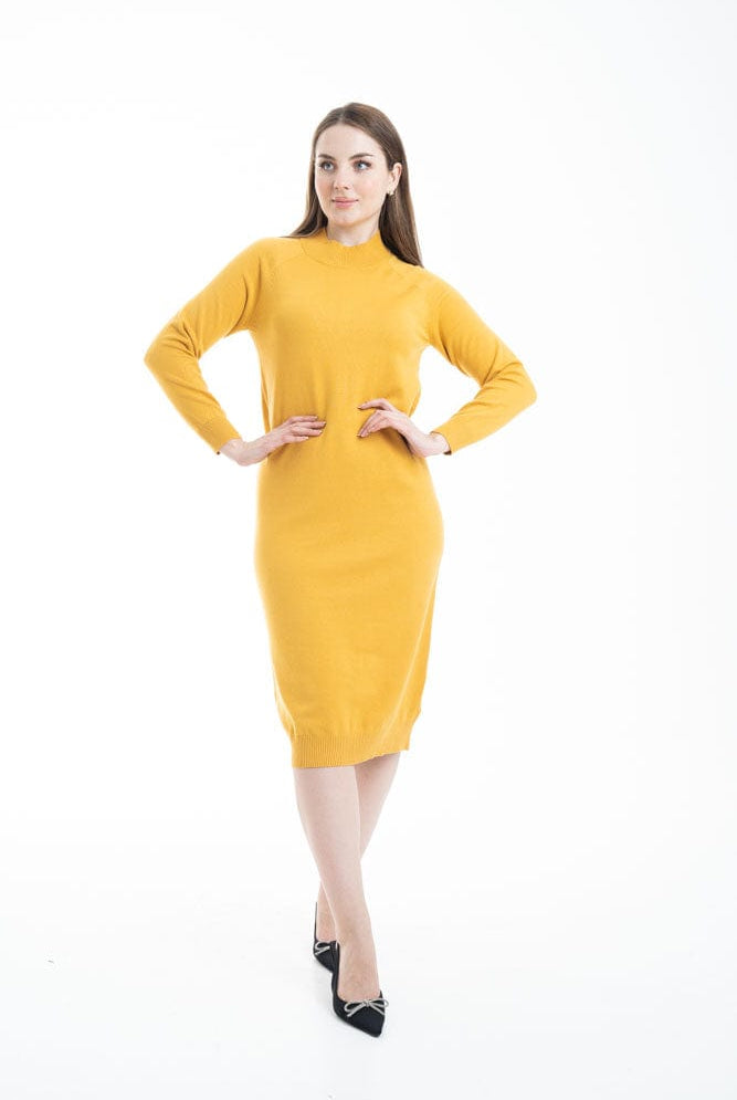 ميكا فستان ميدي سادة مزموم كم طويل نسائي