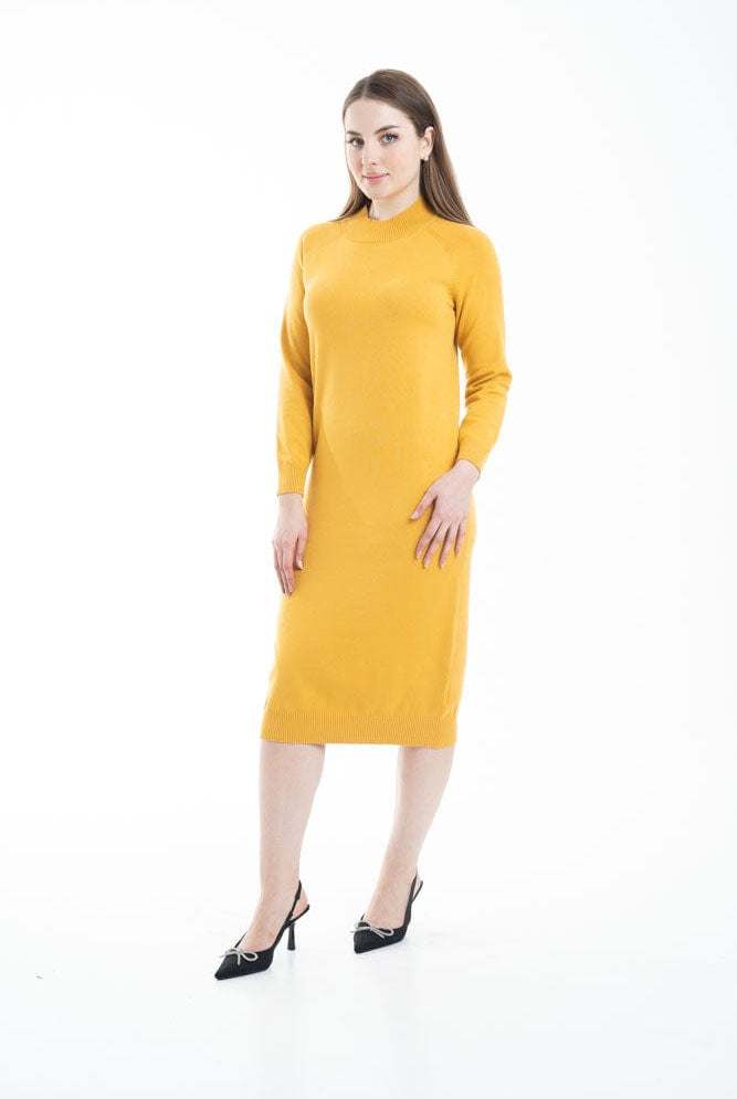 ميكا فستان ميدي سادة مزموم كم طويل نسائي