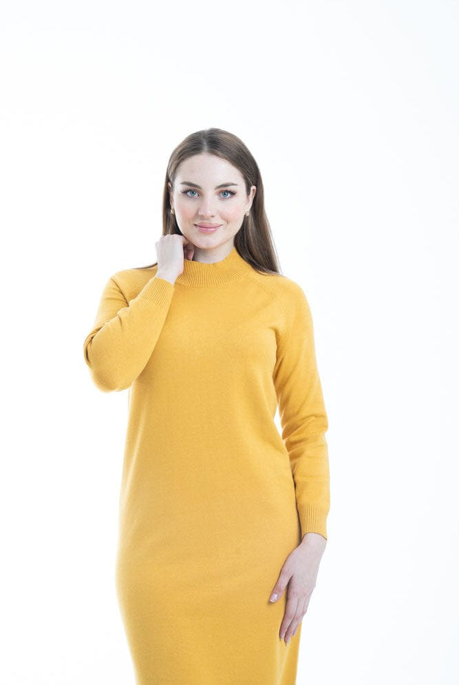 ميكا فستان ميدي سادة مزموم كم طويل نسائي