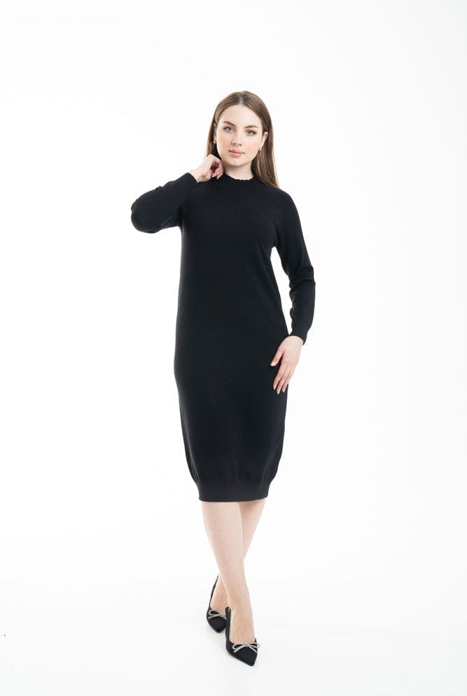 ميكا فستان ميدي سادة مزموم كم طويل نسائي