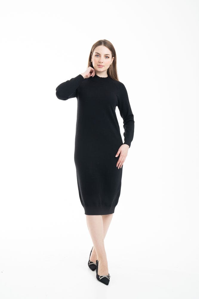 ميكا فستان ميدي سادة مزموم كم طويل نسائي