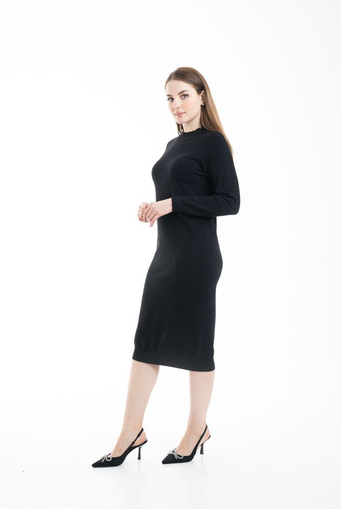 ميكا فستان ميدي سادة مزموم كم طويل نسائي