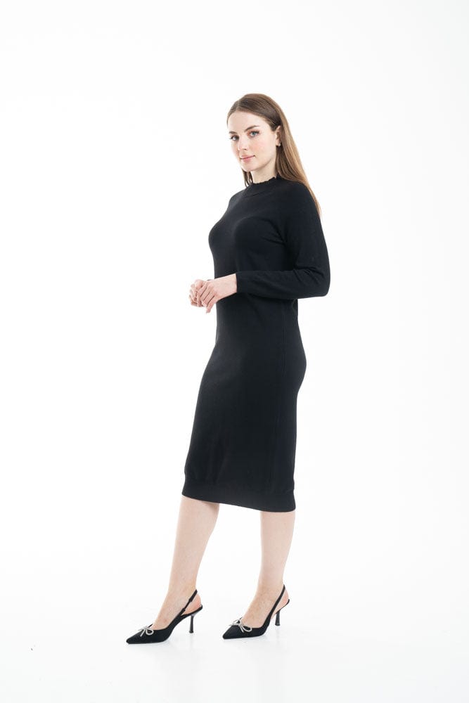 ميكا فستان ميدي سادة مزموم كم طويل نسائي