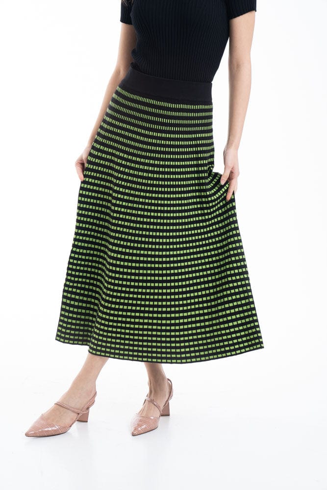 ميكا تنورة ميدي مربعات خصر مرتفع نسائي