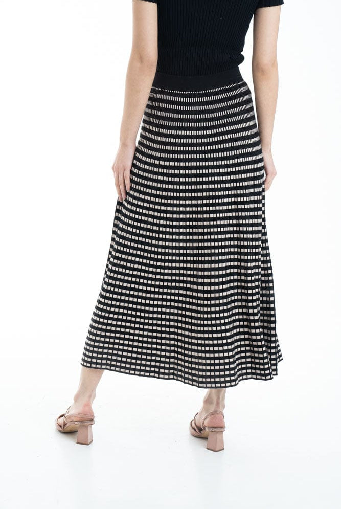 ميكا تنورة ميدي مربعات خصر مرتفع نسائي