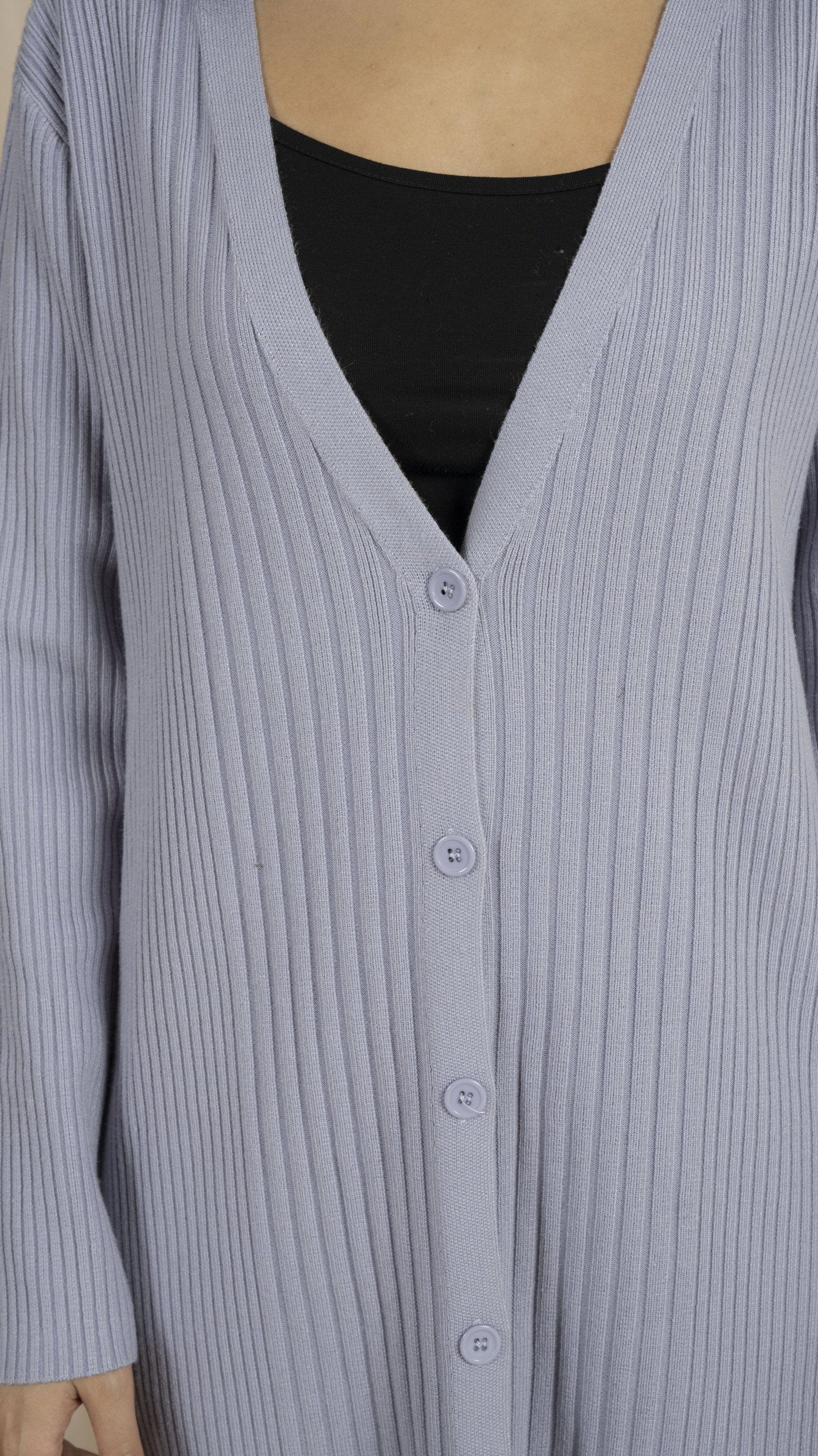 ميكا سترة أوفر سايز شتوي أزرار أمامية كم طويل نسائي