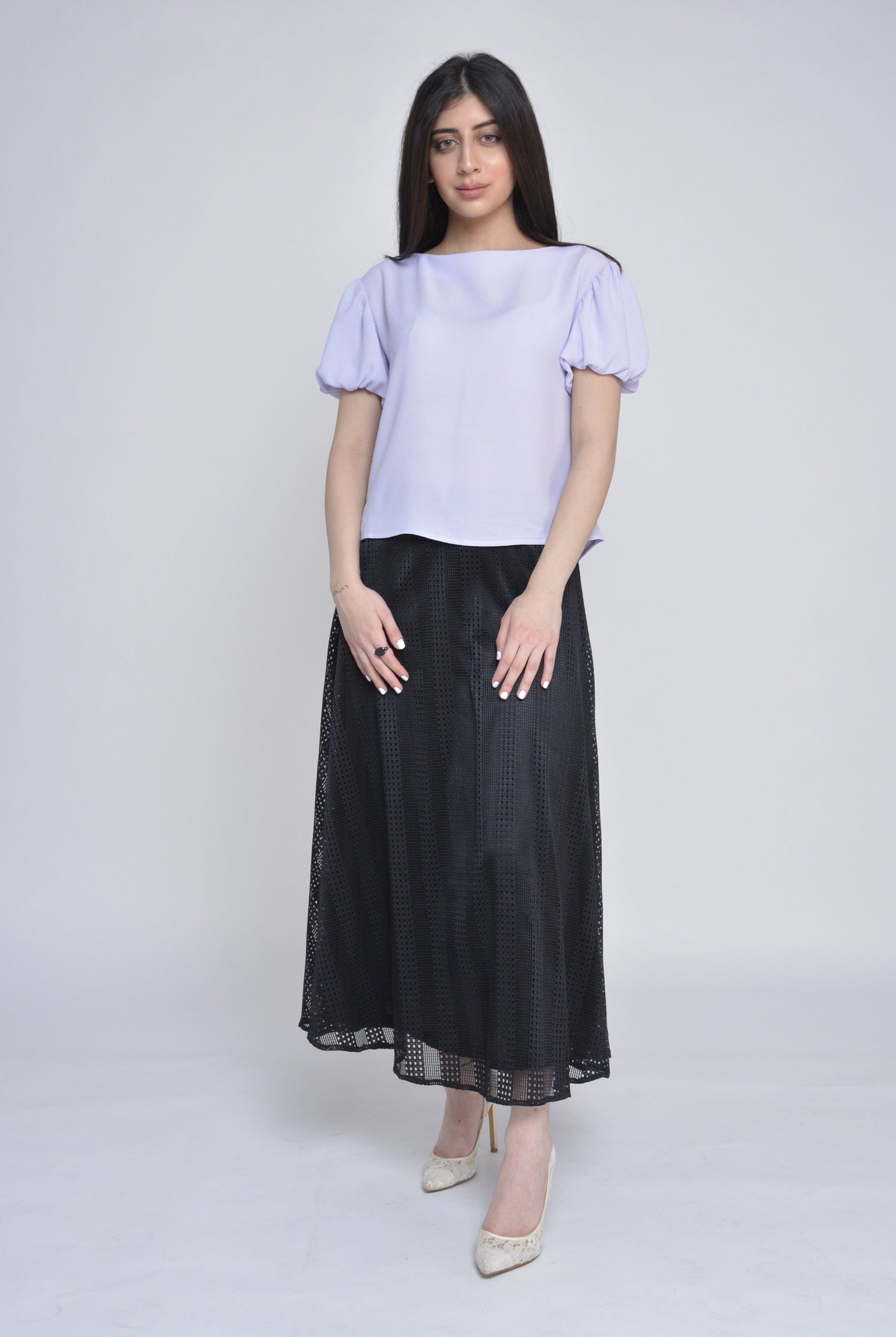 ميكا بلوزة بأكمام قصيرة بوليستر سادة