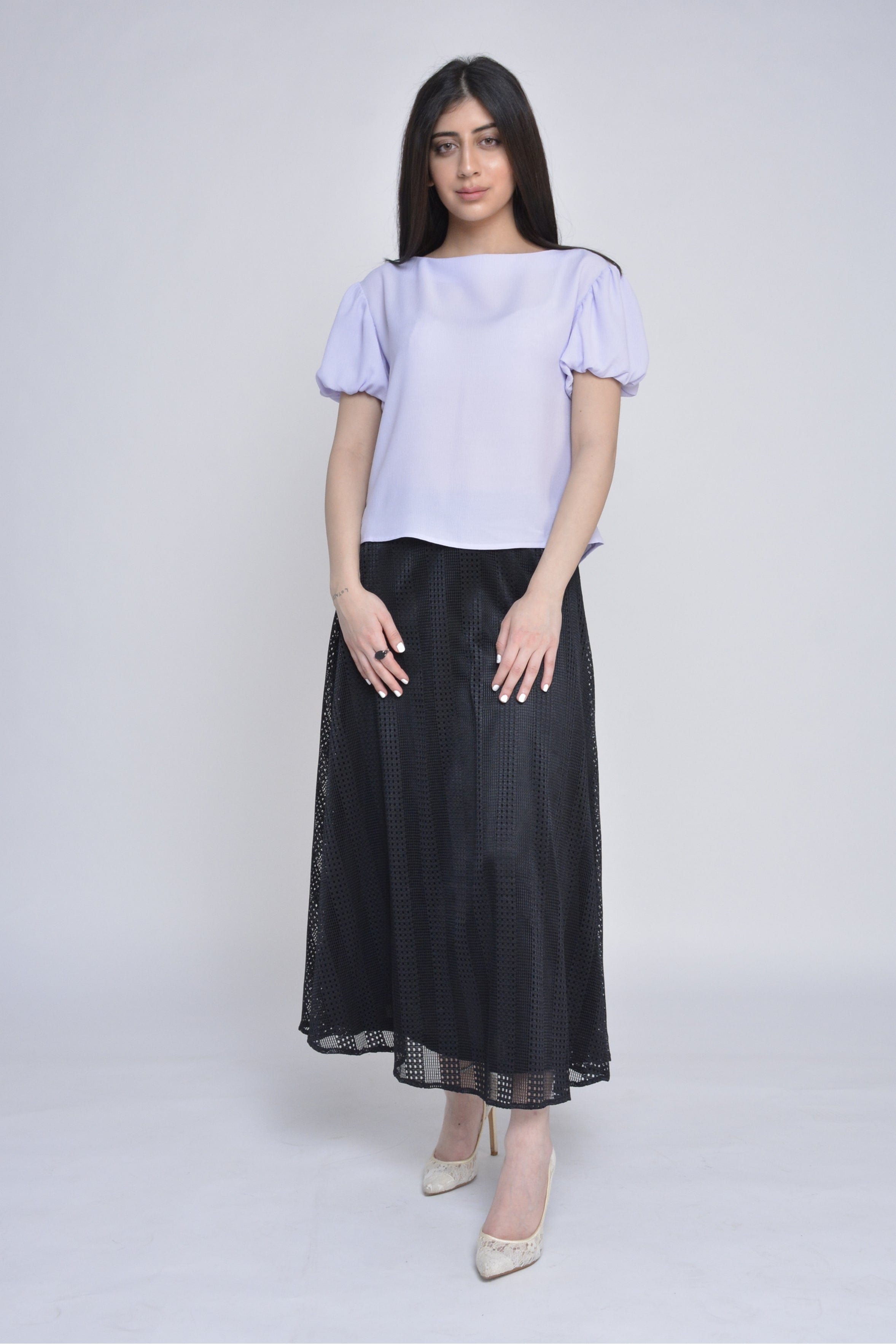 ميكا بلوزة بأكمام قصيرة بوليستر سادة