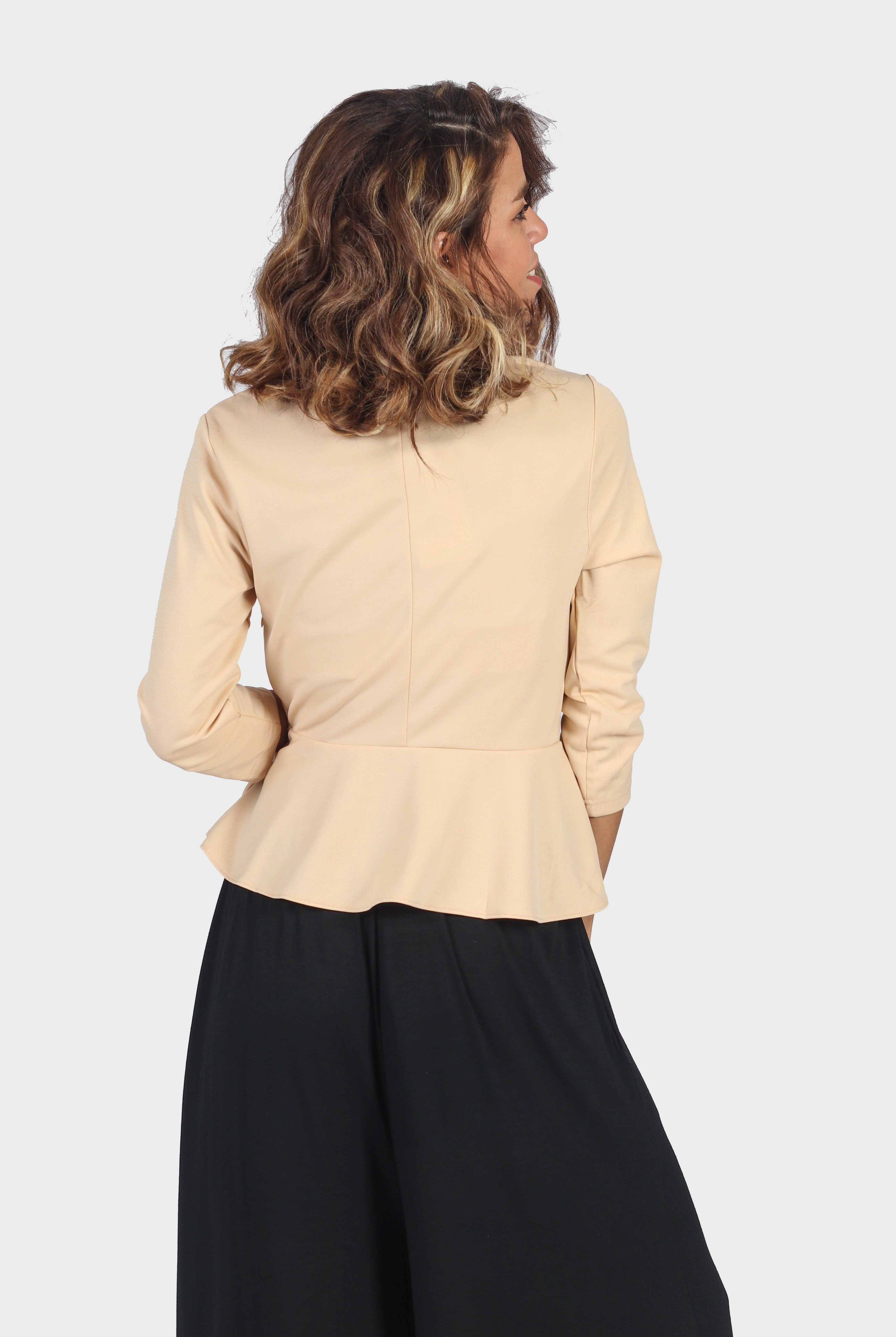 ميكا بلوزة مخصرة بأزرار جانبية 3/4 كم نسائي