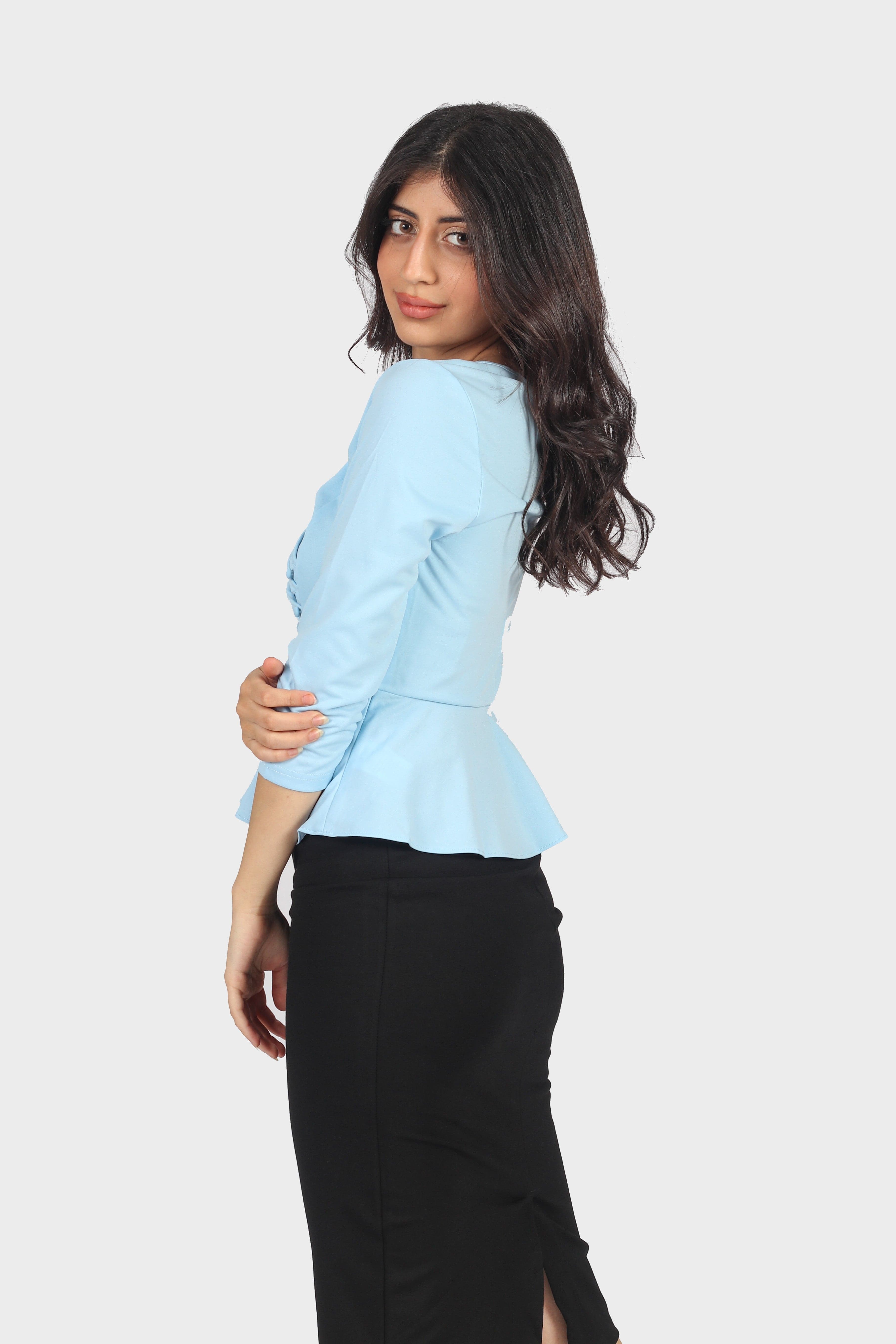 ميكا بلوزة مخصرة بأزرار جانبية 3/4 كم نسائي