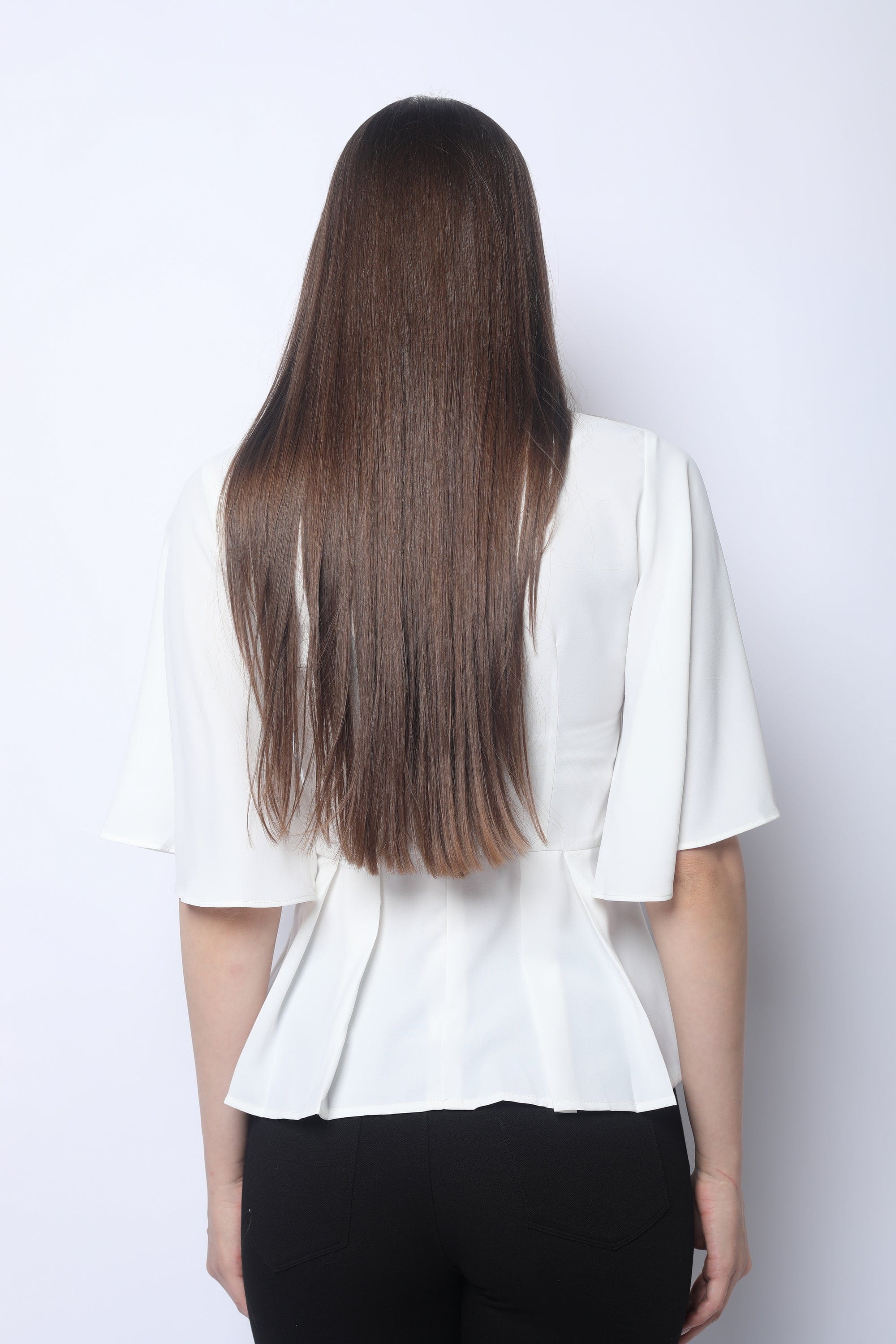 ميكا بلوزة رسمية نص كم كلوش من الأسفل نسائي