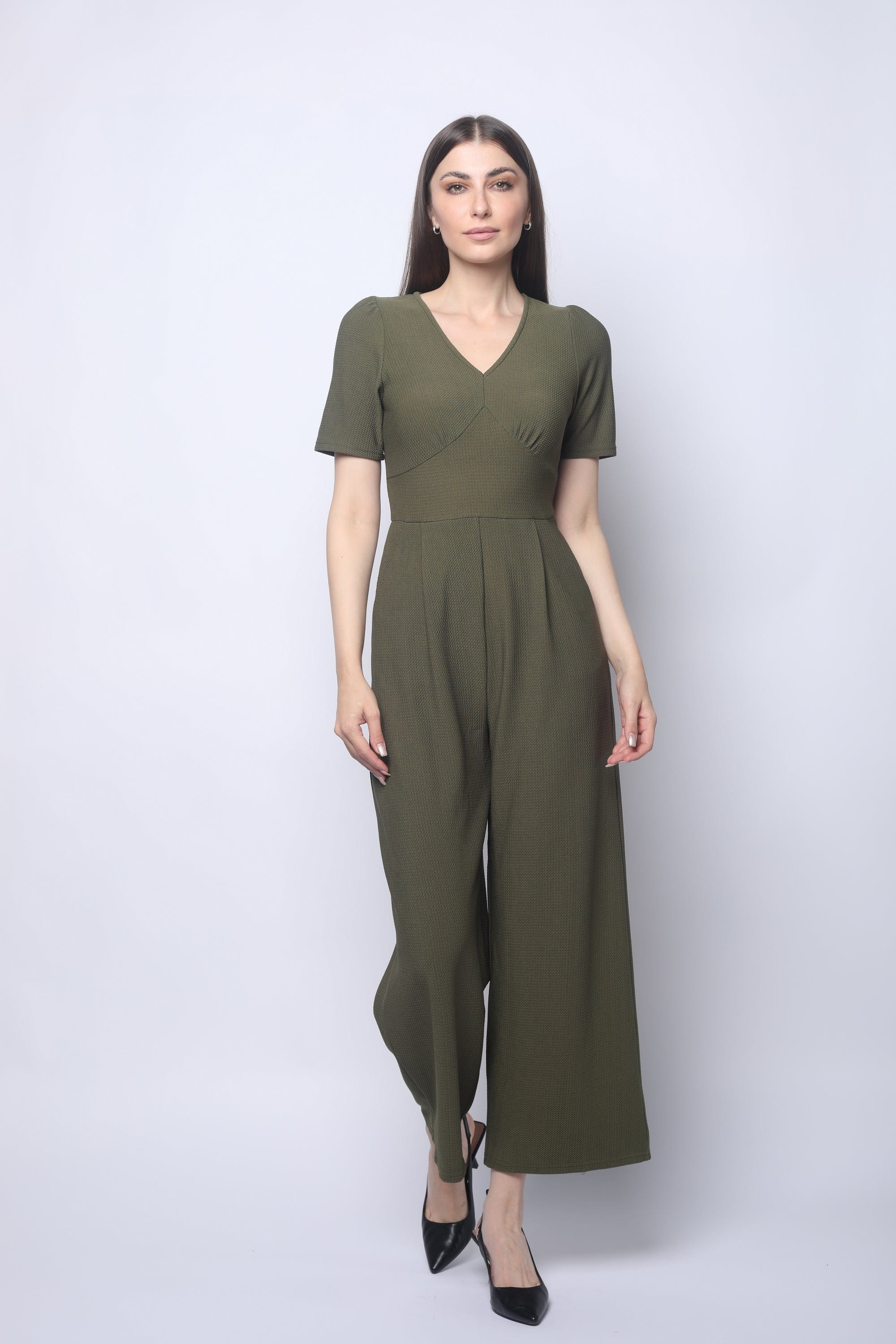 ميكا جمبسوت مفتوح سبعة مخصر سادة كم قصير بنطال واسع طويل نسائي