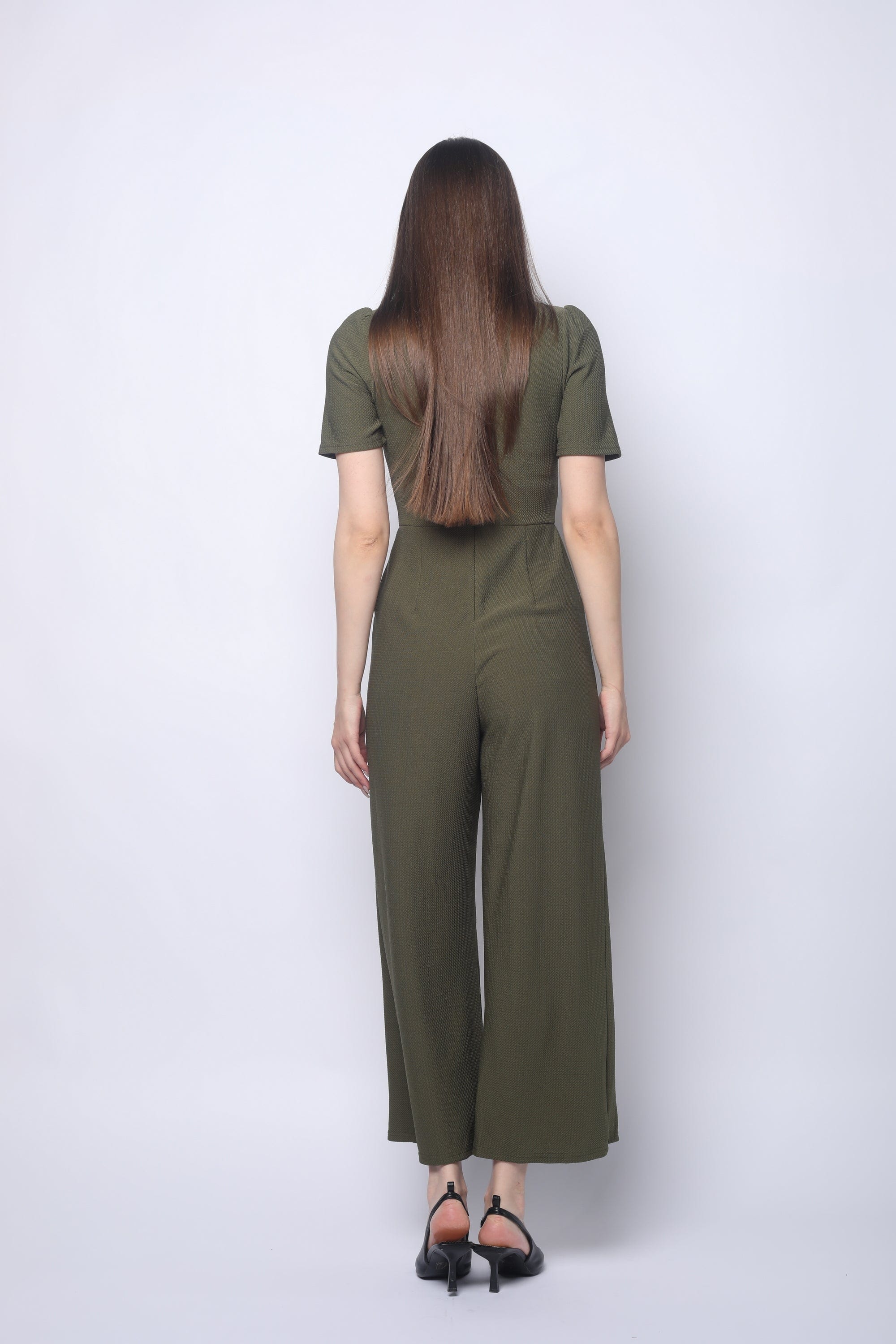 ميكا جمبسوت مفتوح سبعة مخصر سادة كم قصير بنطال واسع طويل نسائي