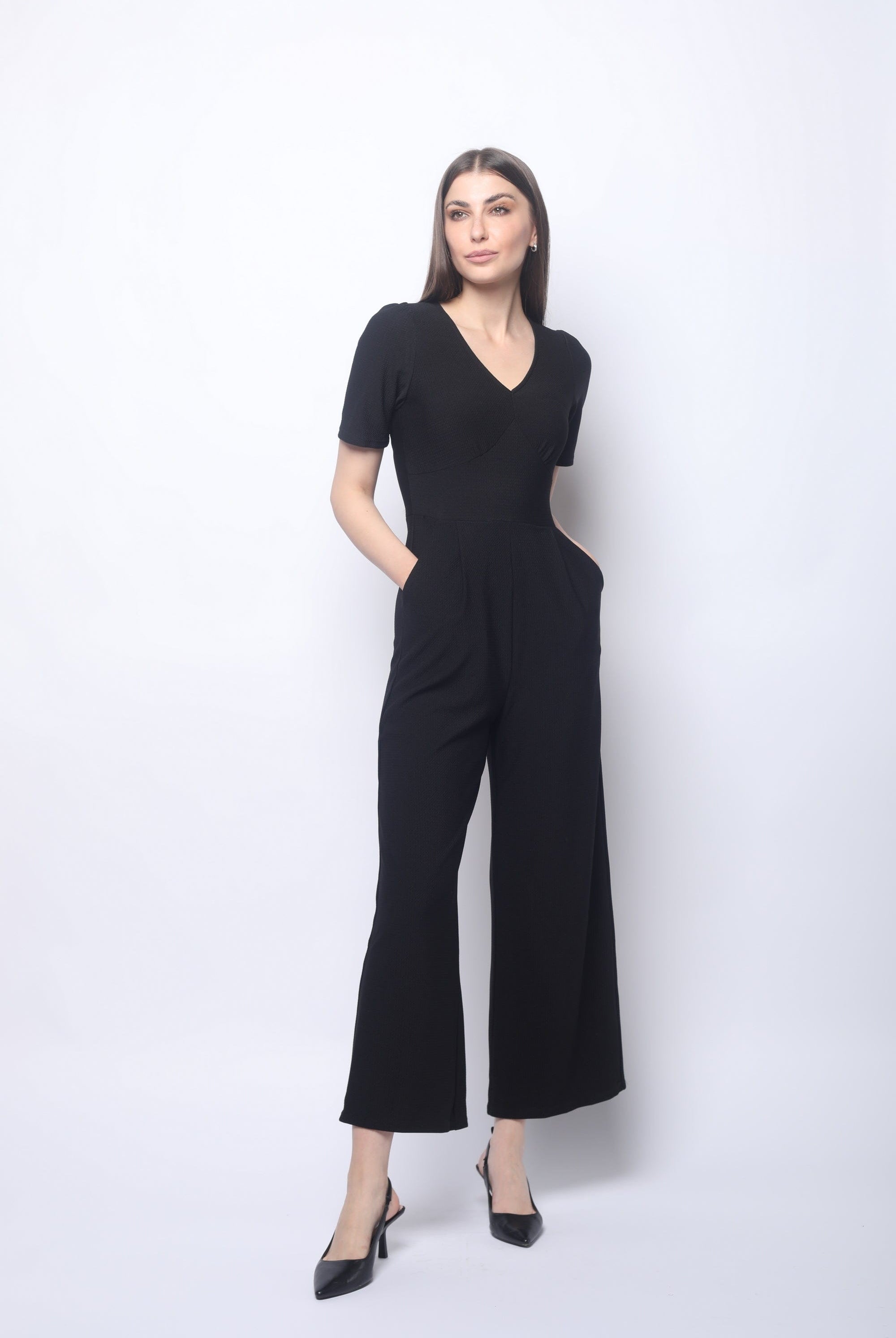 ميكا جمبسوت مفتوح سبعة مخصر سادة كم قصير بنطال واسع طويل نسائي