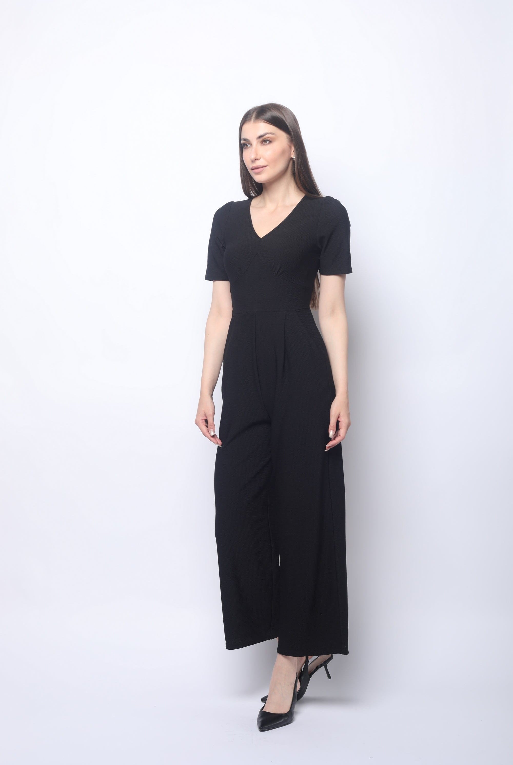 ميكا جمبسوت مفتوح سبعة مخصر سادة كم قصير بنطال واسع طويل نسائي