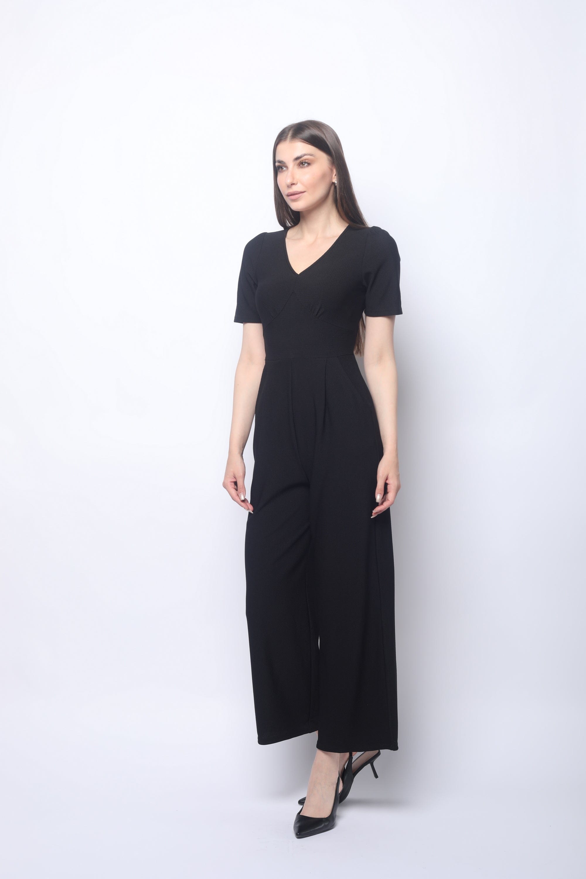 ميكا جمبسوت مفتوح سبعة مخصر سادة كم قصير بنطال واسع طويل نسائي