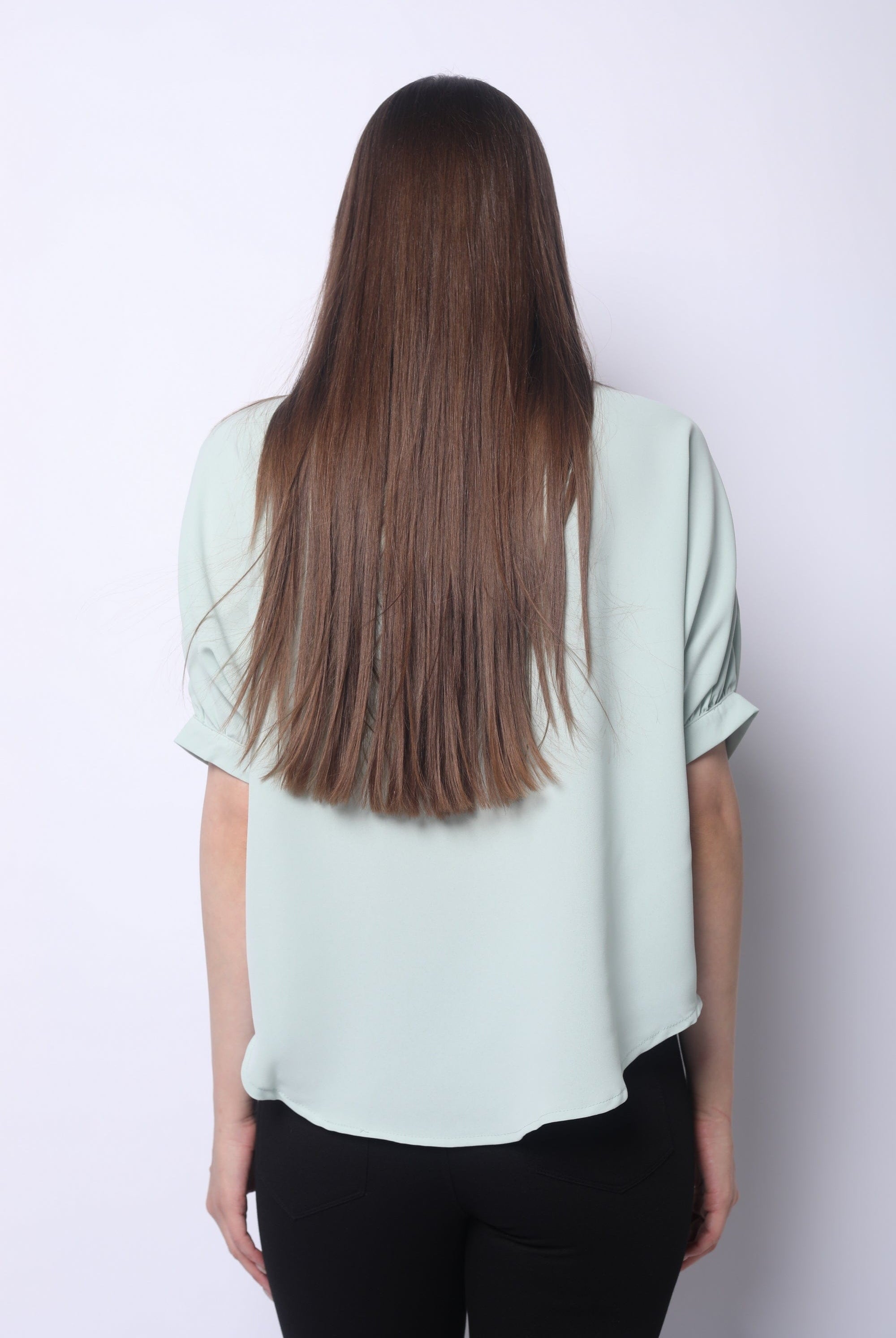 ميكا بلوزة أزرار أمامية ونقش على الجانب 3/4 كم نسائي