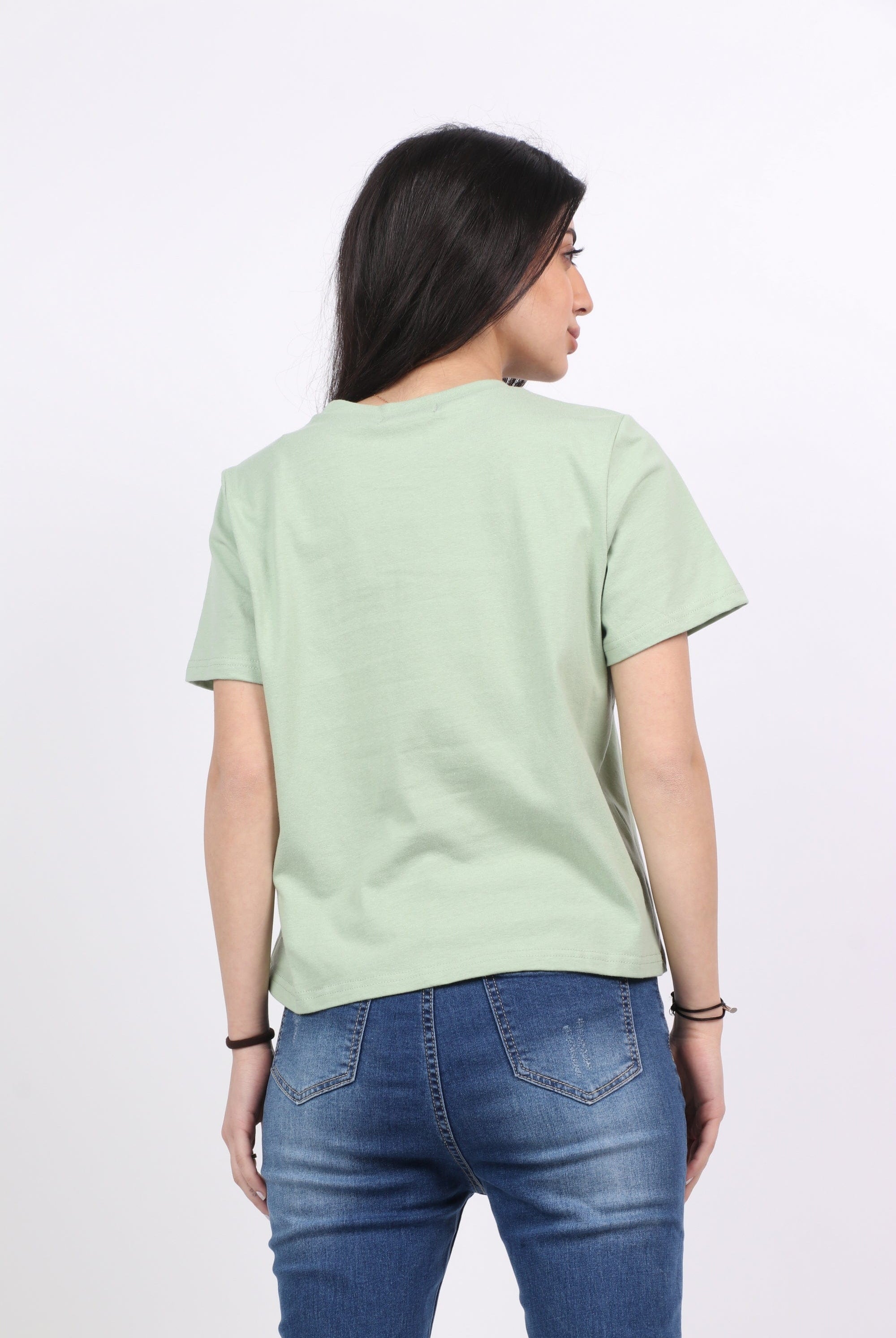 ميكا بلوزة قطن رقبة دائرية نص كم نسائي