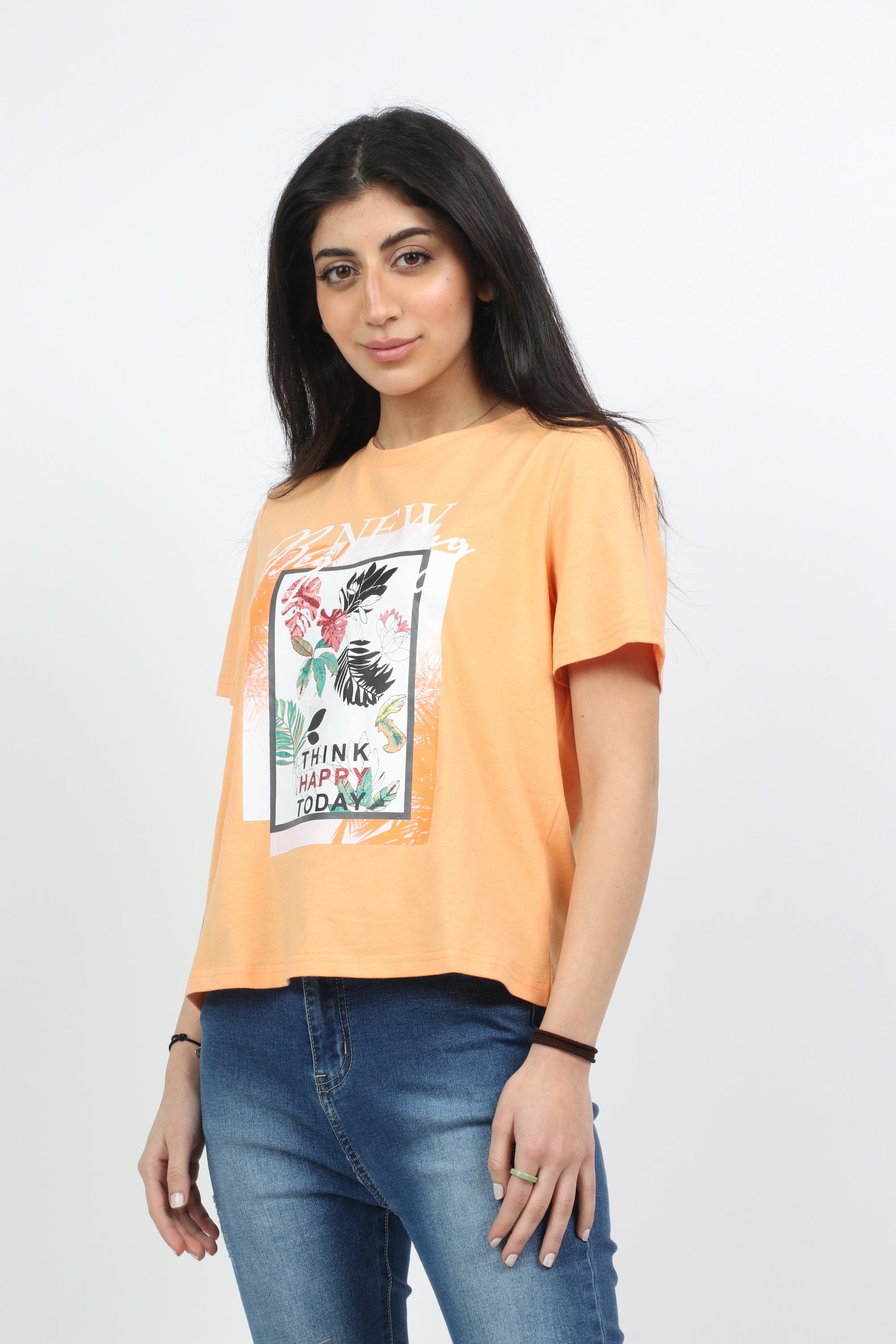 ميكا بلوزة قطن رقبة دائرية نص كم نسائي