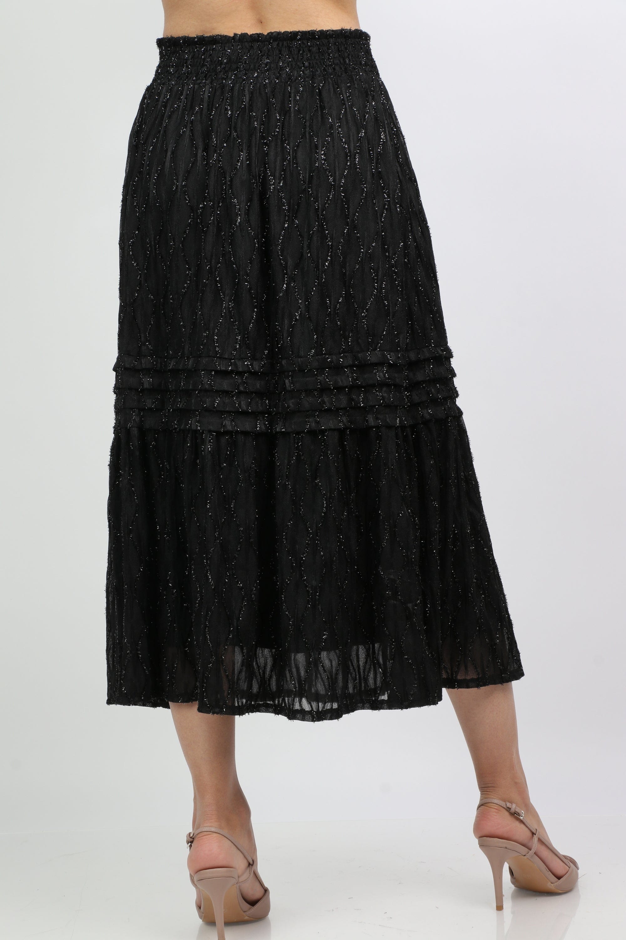 ميكا تنورة ميدي مطرزة بالخرز طبقتين