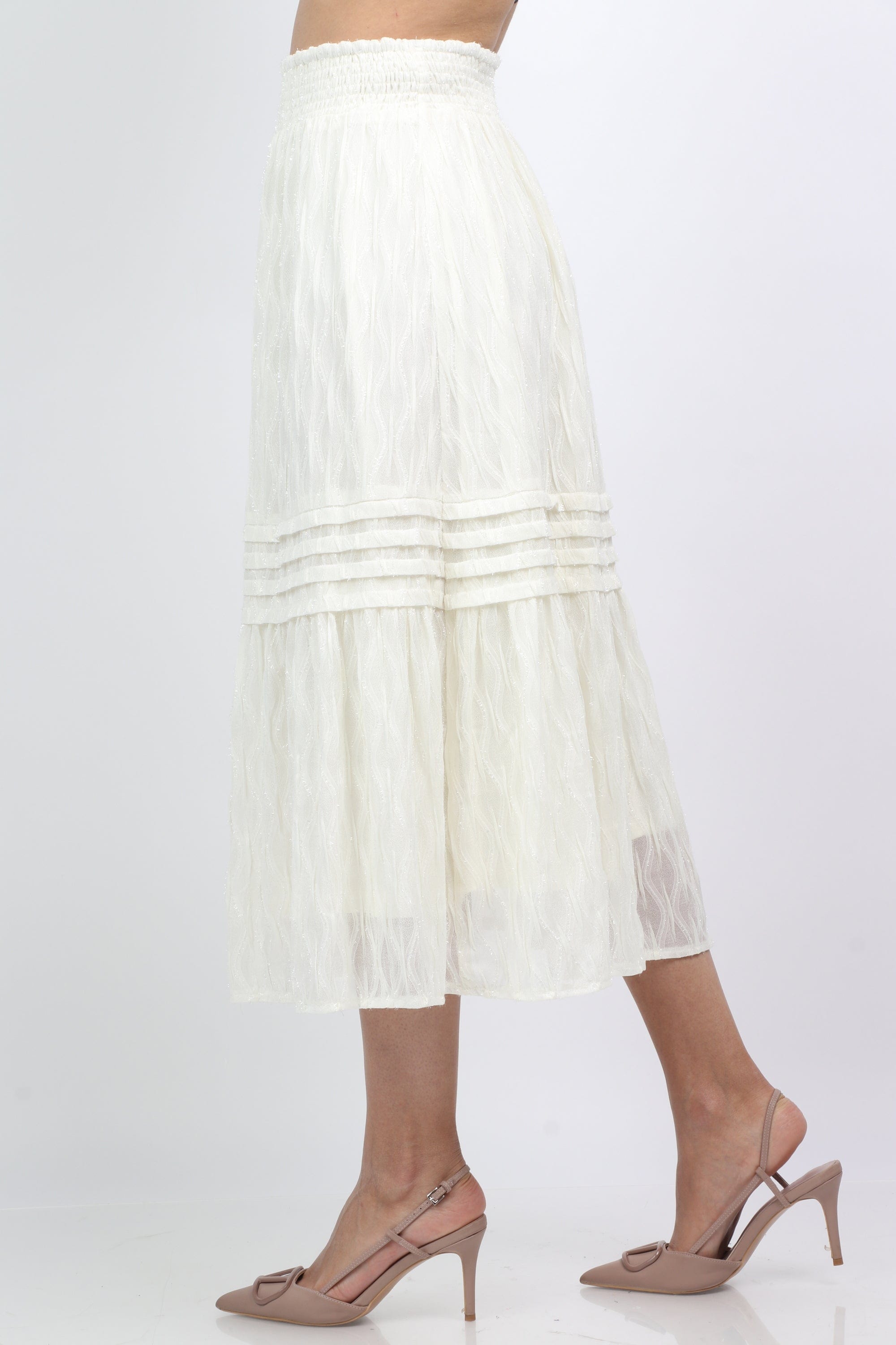 ميكا تنورة ميدي مطرزة بالخرز طبقتين