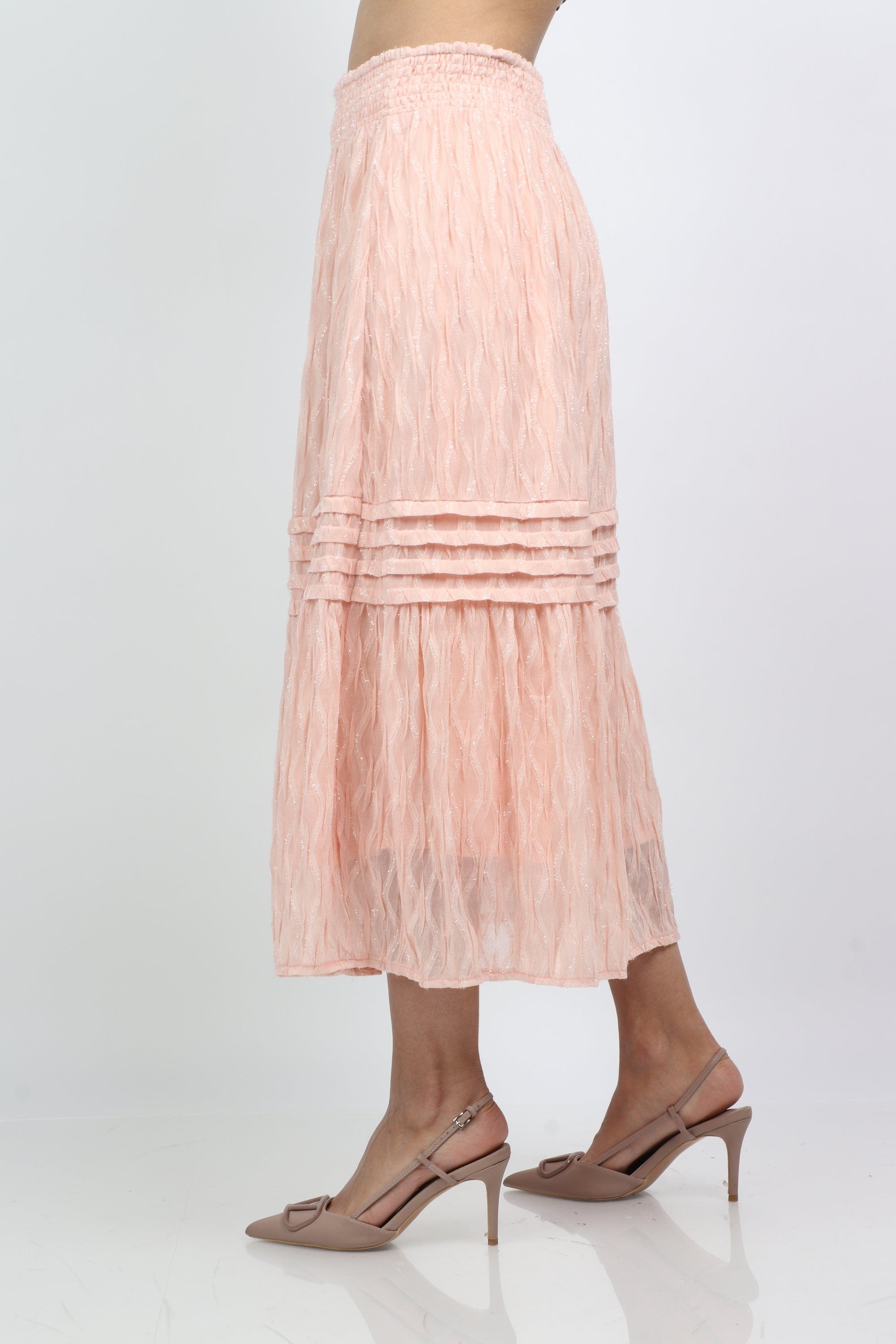 ميكا تنورة ميدي مطرزة بالخرز طبقتين