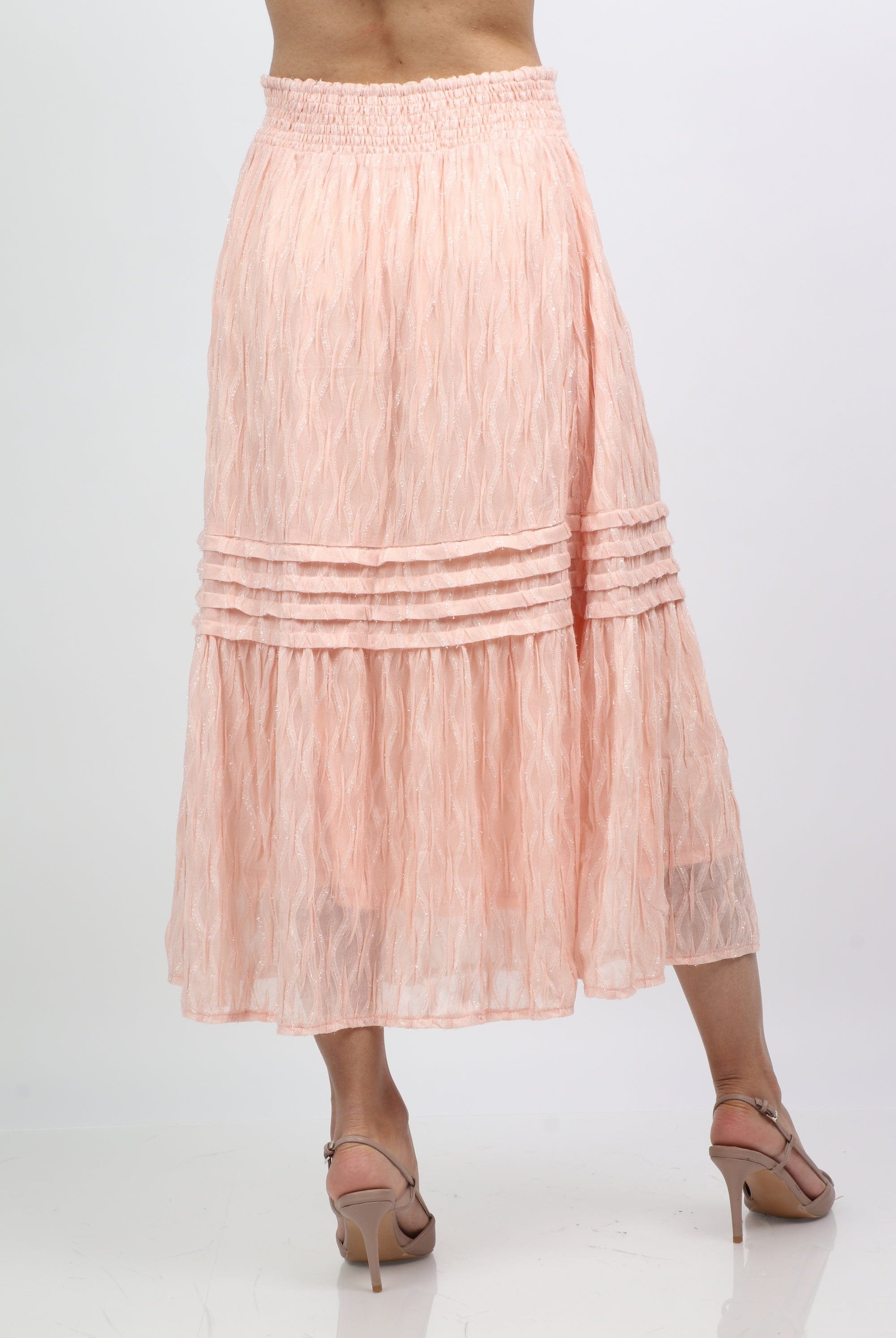 ميكا تنورة ميدي مطرزة بالخرز طبقتين