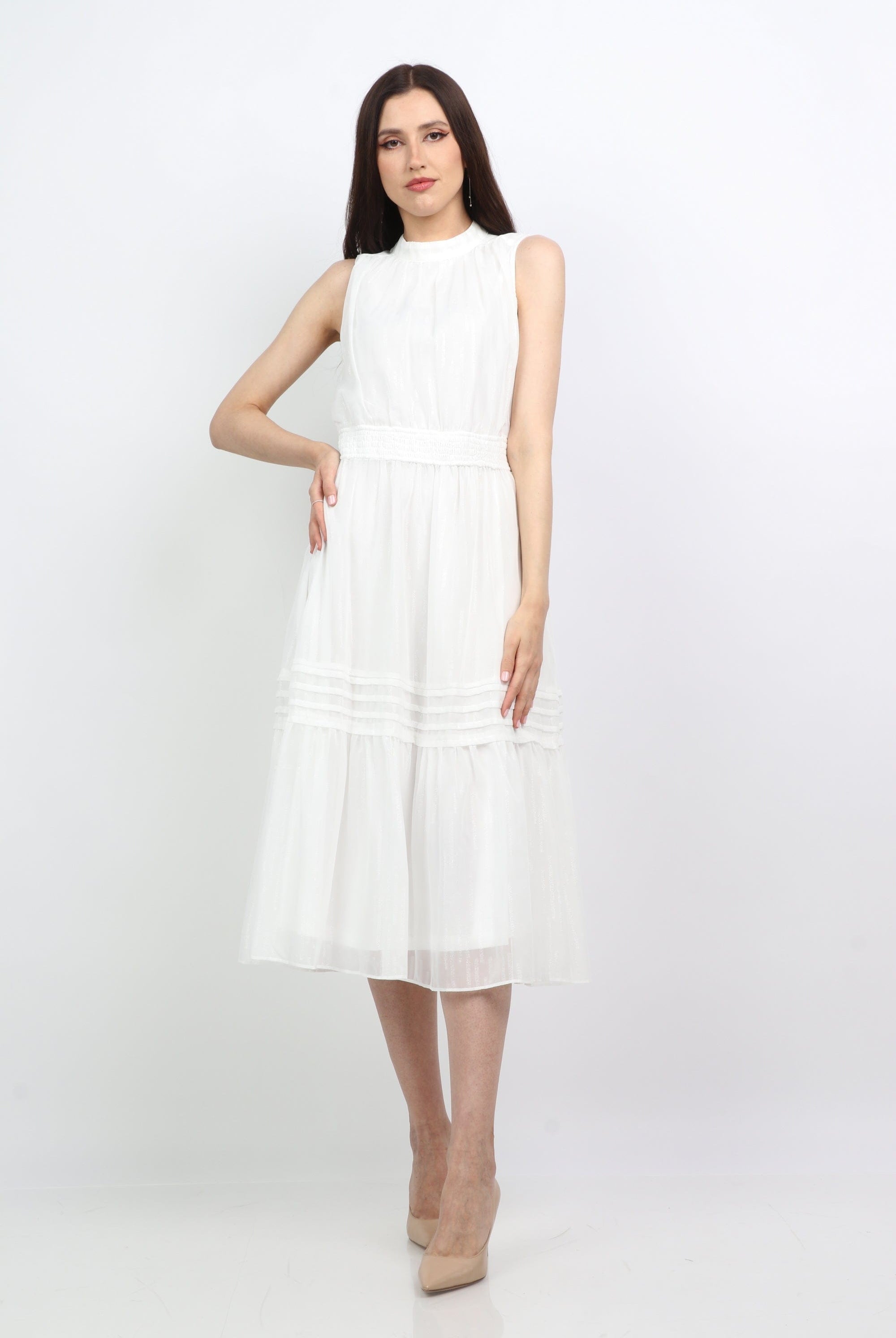 ميكا فستان ميدي مخصر شفاف ببطانة كت نسائي