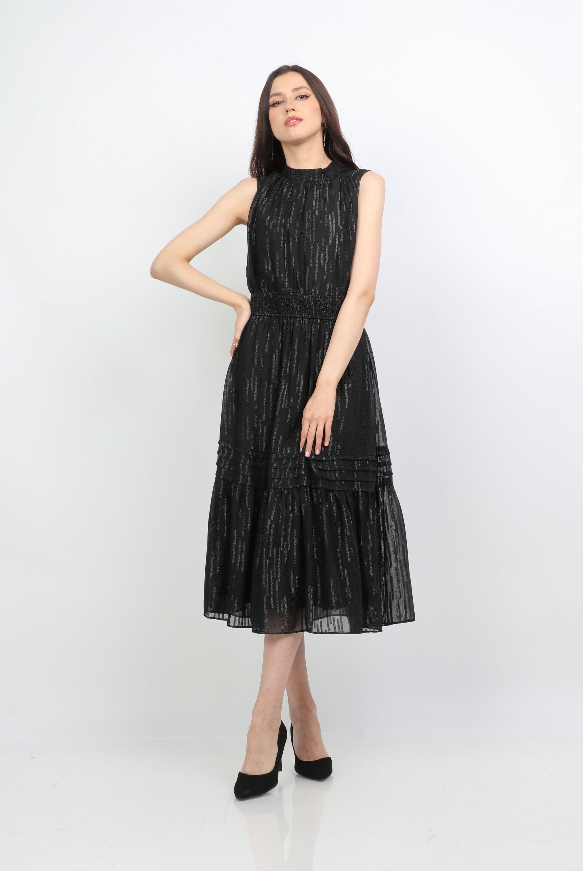 ميكا فستان ميدي مخصر شفاف ببطانة كت نسائي