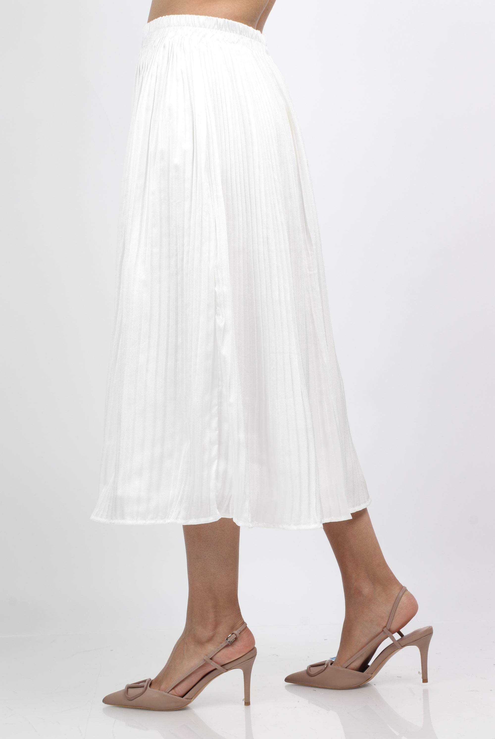 ميكا تنورة ميدي بكسرات بخصر مطاط