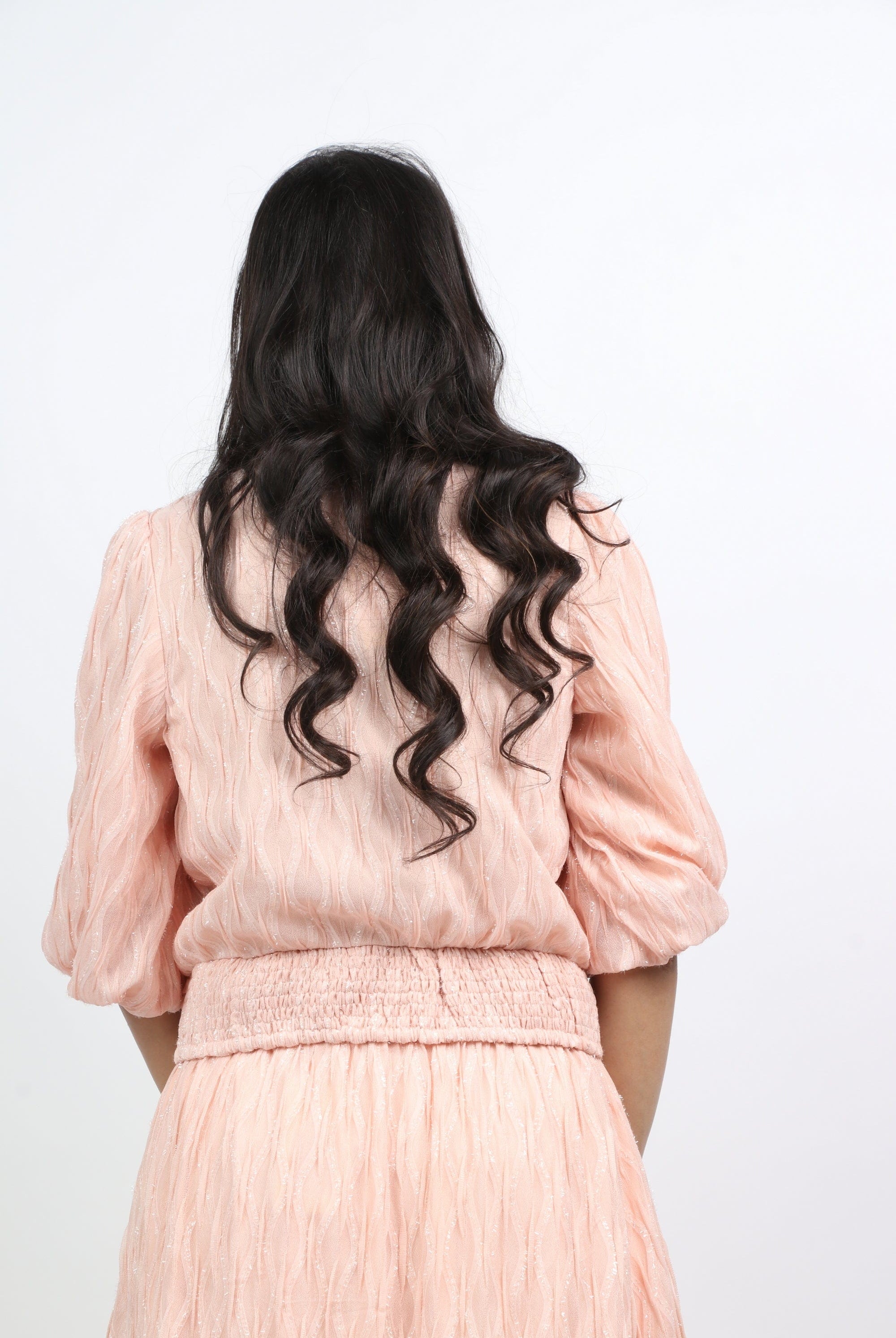 ميكا بلوزة سهرة مطرزة ملفوفة سبعة 3/4 كم نسائي