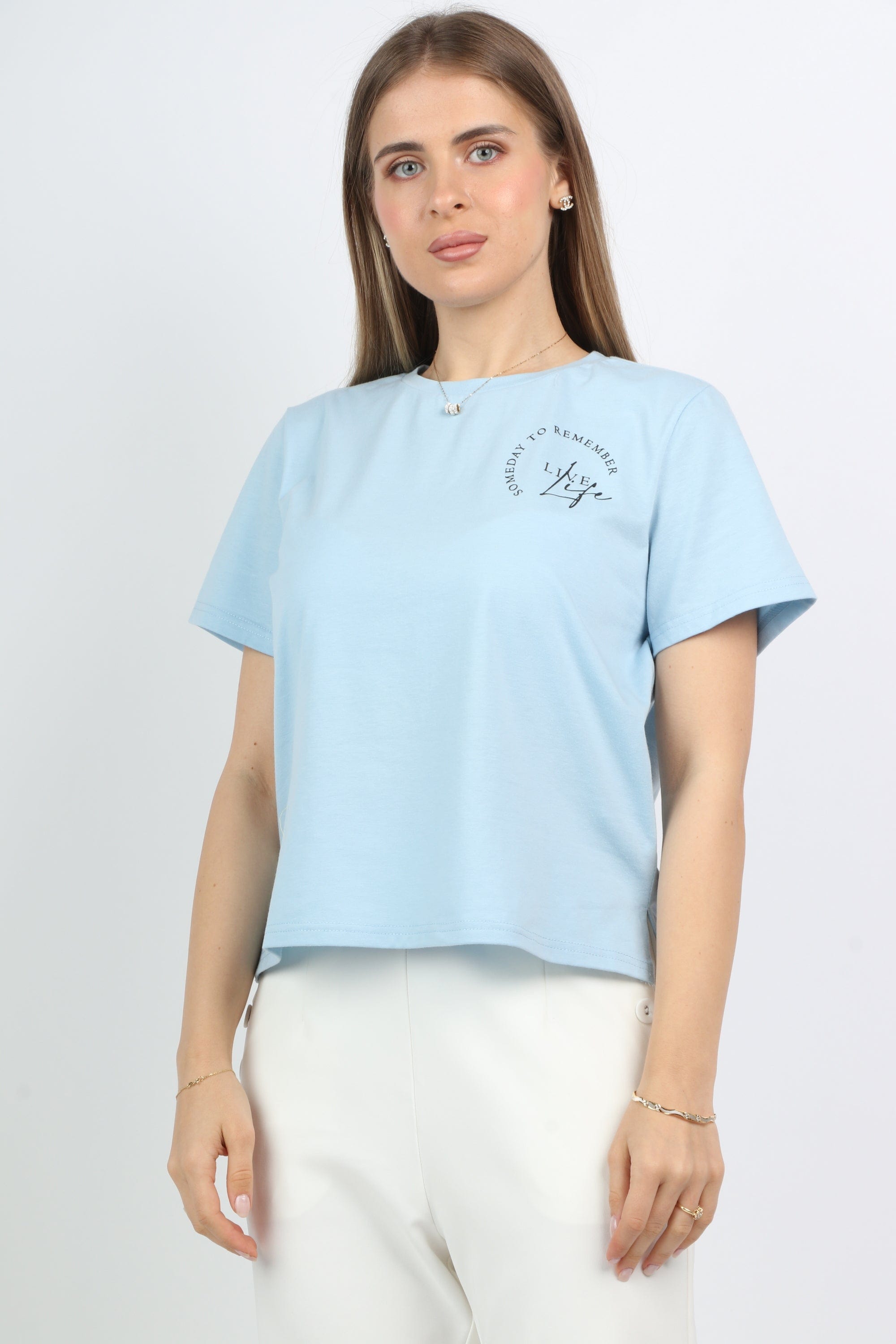 ميكا بلوزة قطنية كم قصير نسائي