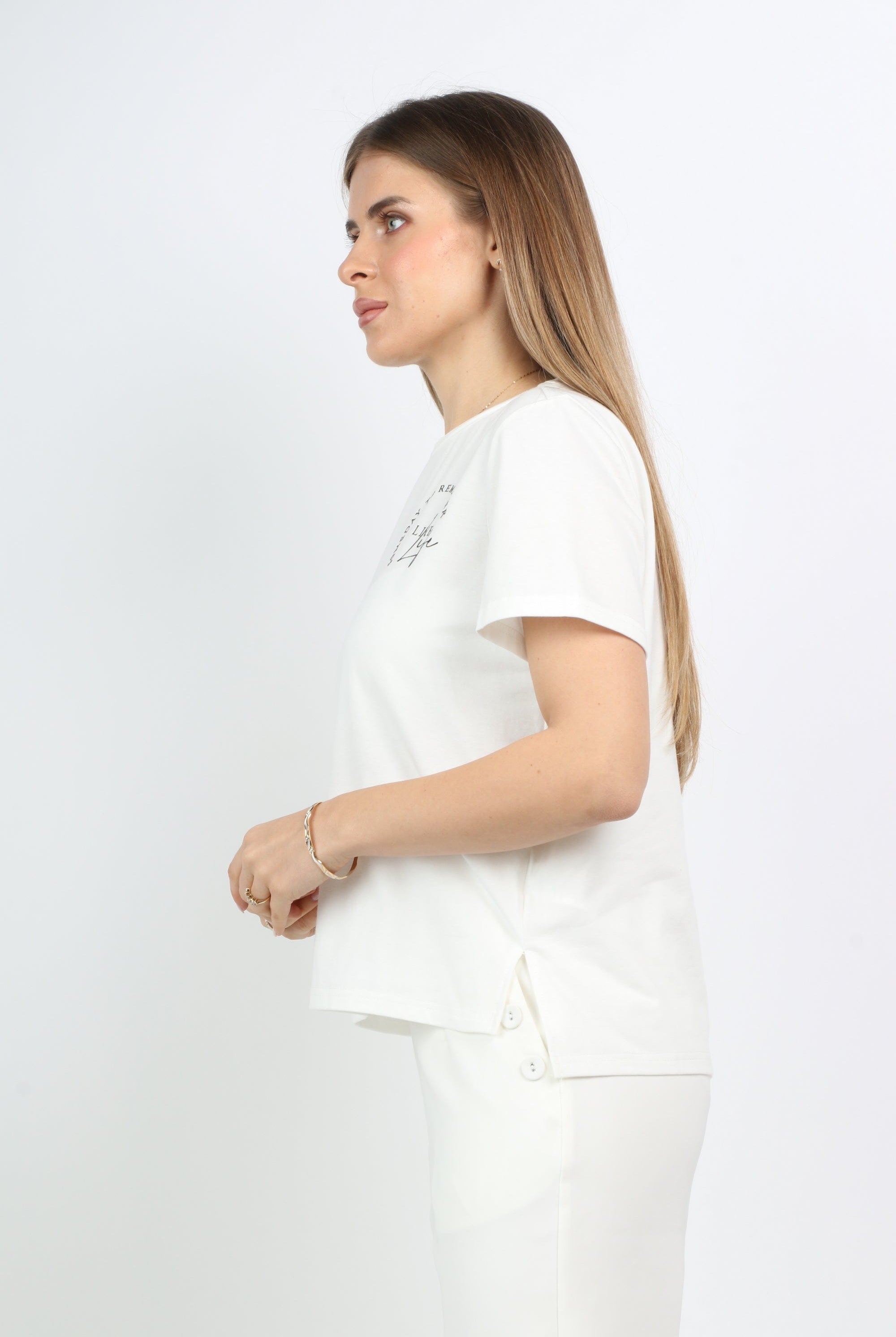 ميكا بلوزة قطنية كم قصير نسائي