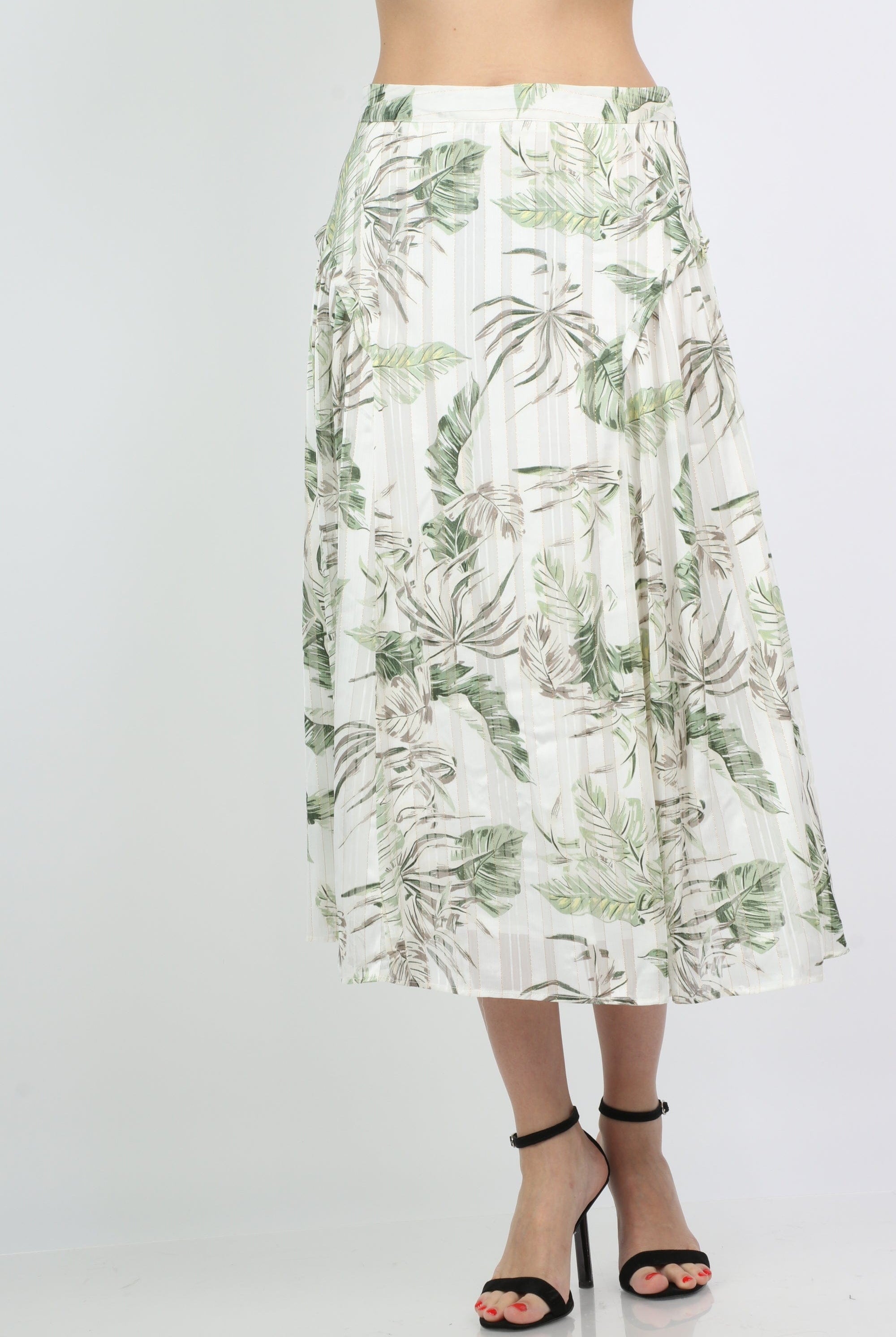 ميكا تنورة ميدي مشجرة بيليسيه مزينة بكشكش من الجانبين