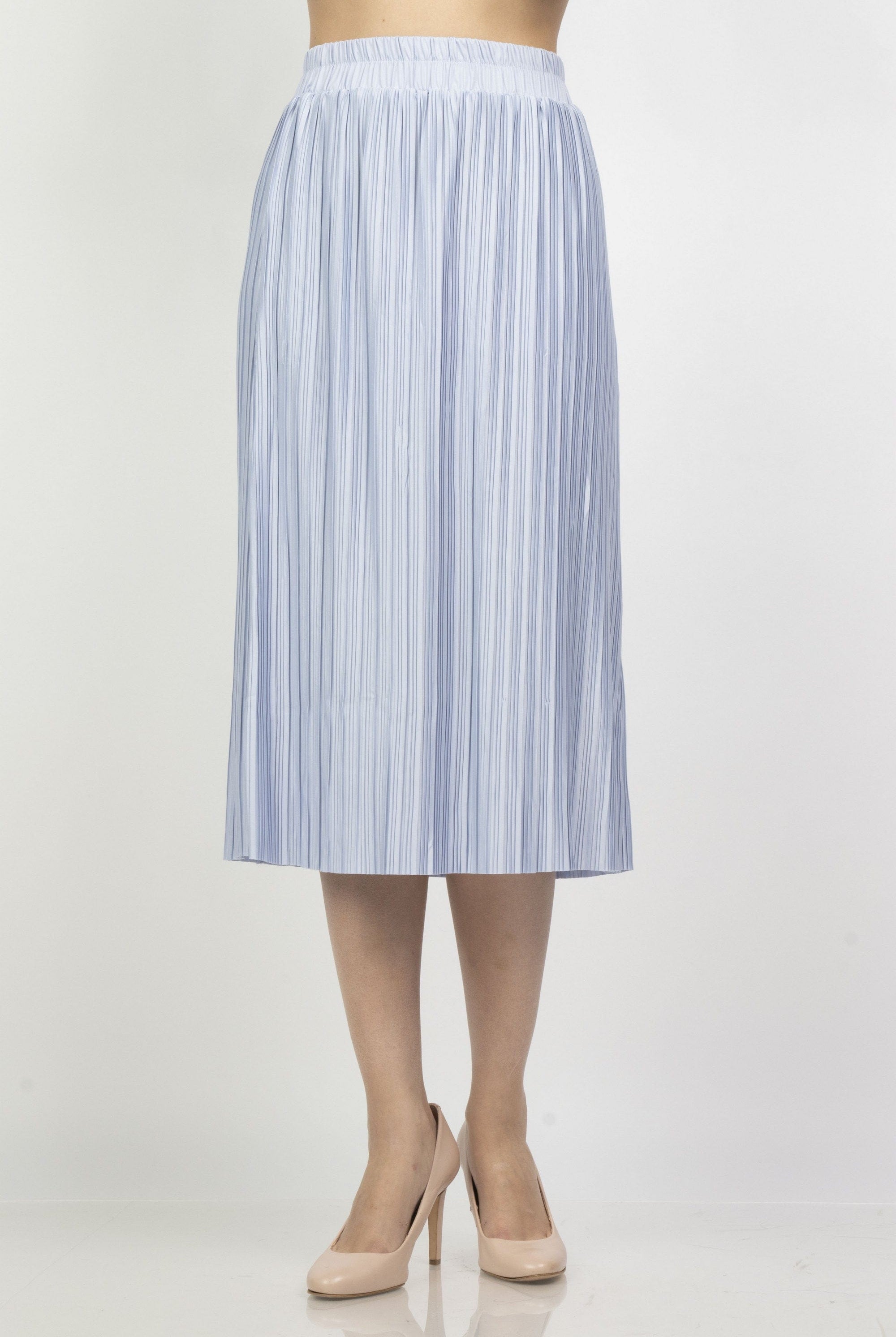 ميكا تنورة ميدي زم بيليسيه سادة خصر مطاط