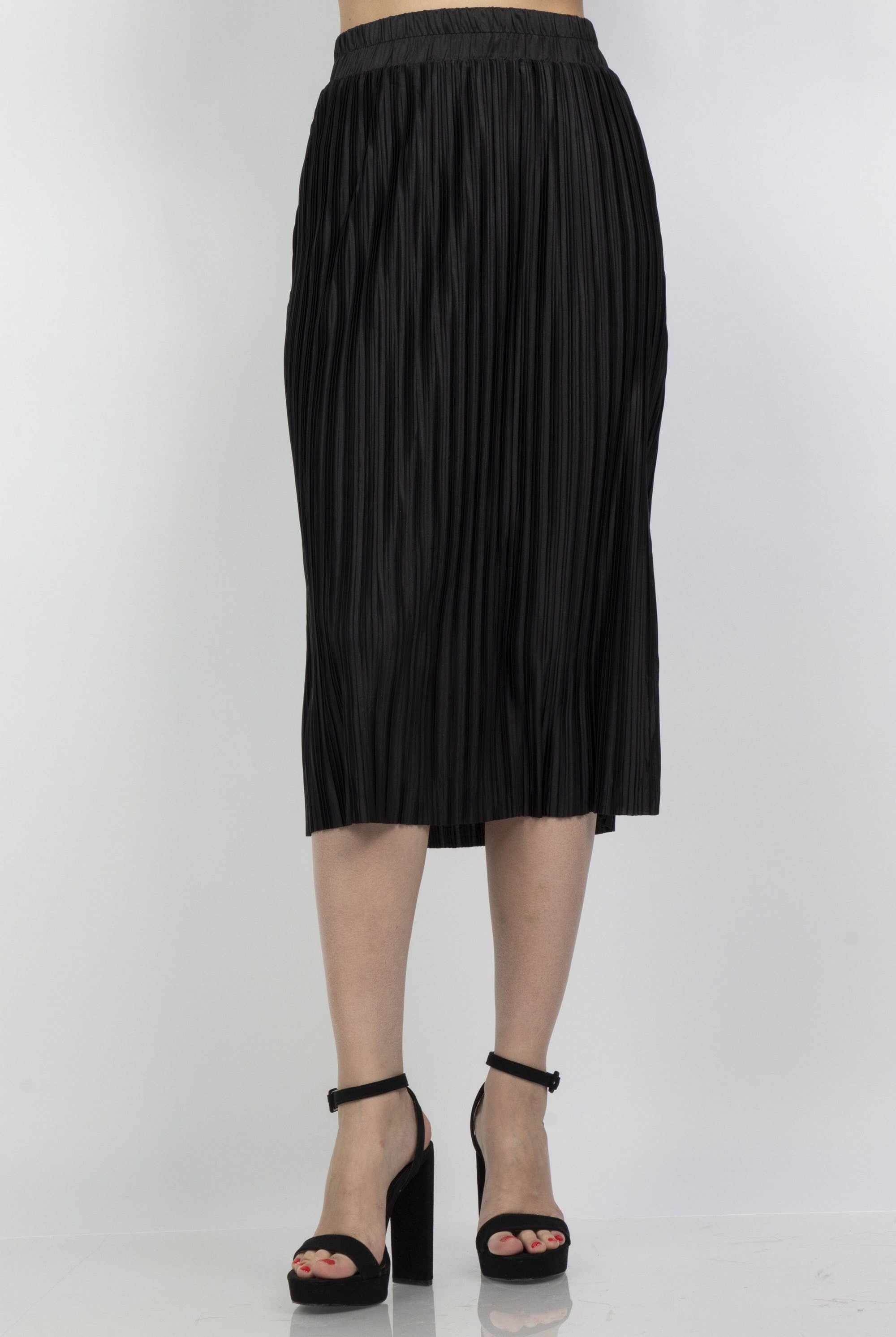 ميكا تنورة ميدي زم بيليسيه سادة خصر مطاط