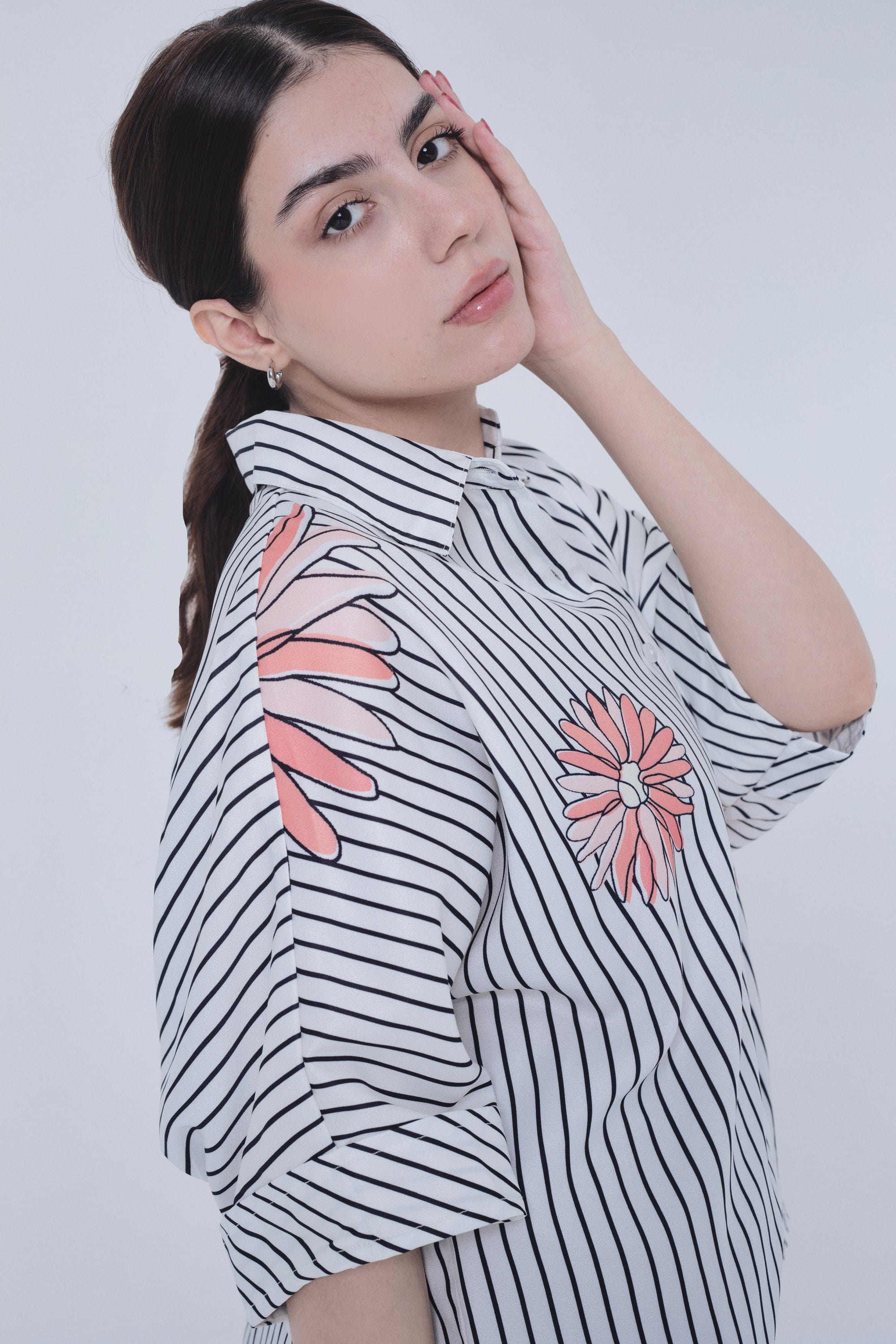 ميكا بلوزة مخططة بالطول 3/4 كم نسائي