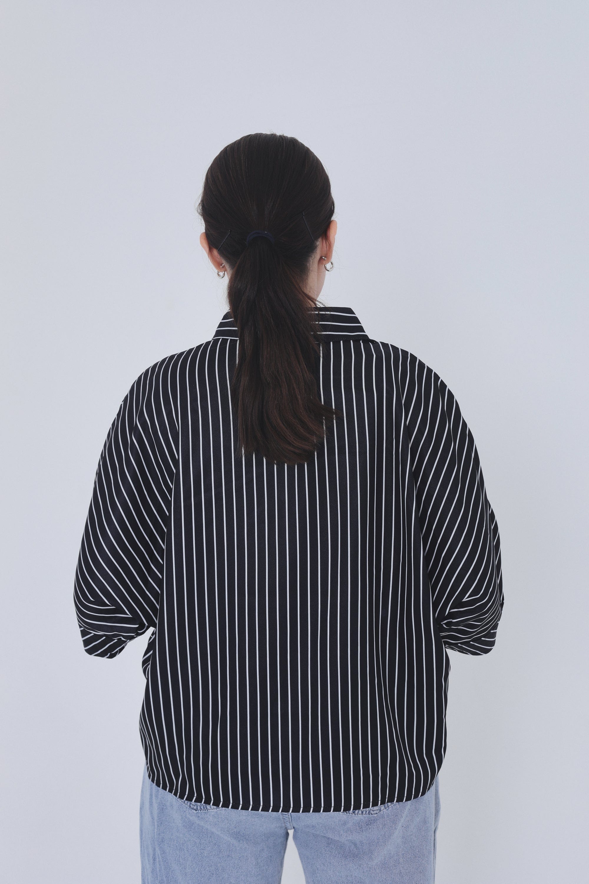 ميكا بلوزة مخططة بالطول 3/4 كم نسائي