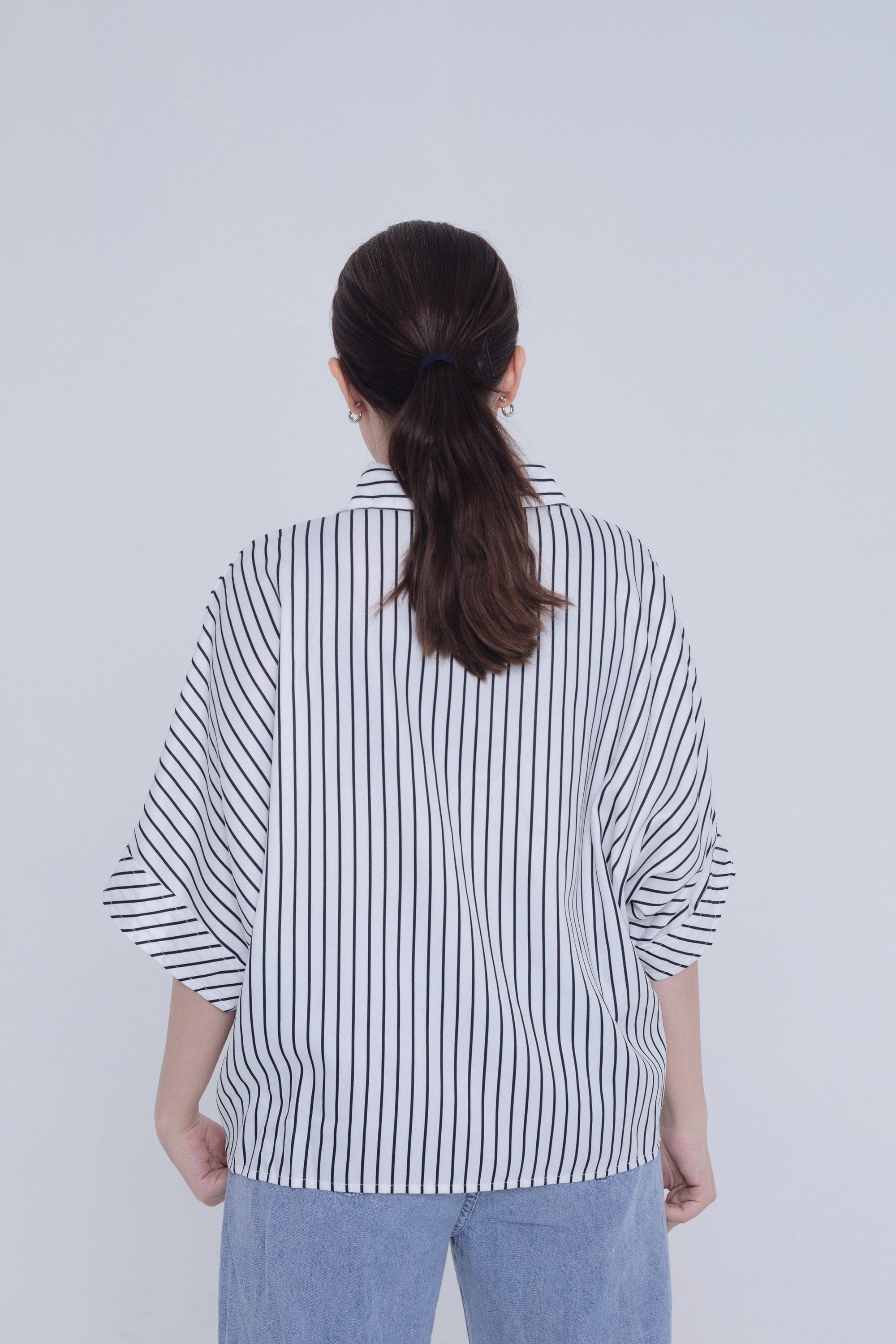 ميكا بلوزة مخططة بالطول 3/4 كم نسائي