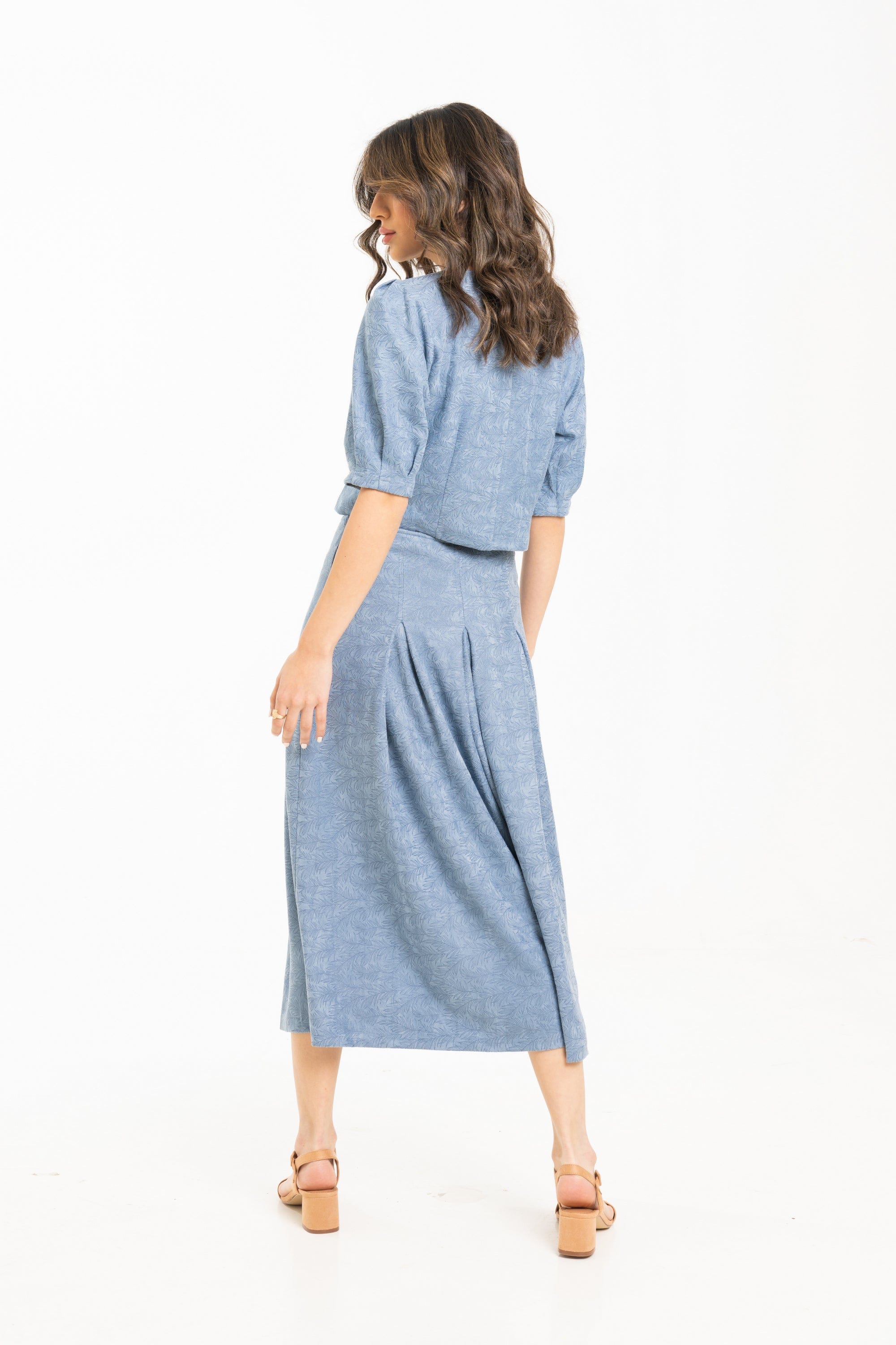 ميكا توب قصير خصر مرتفع كم قصير بف سادة نسائي