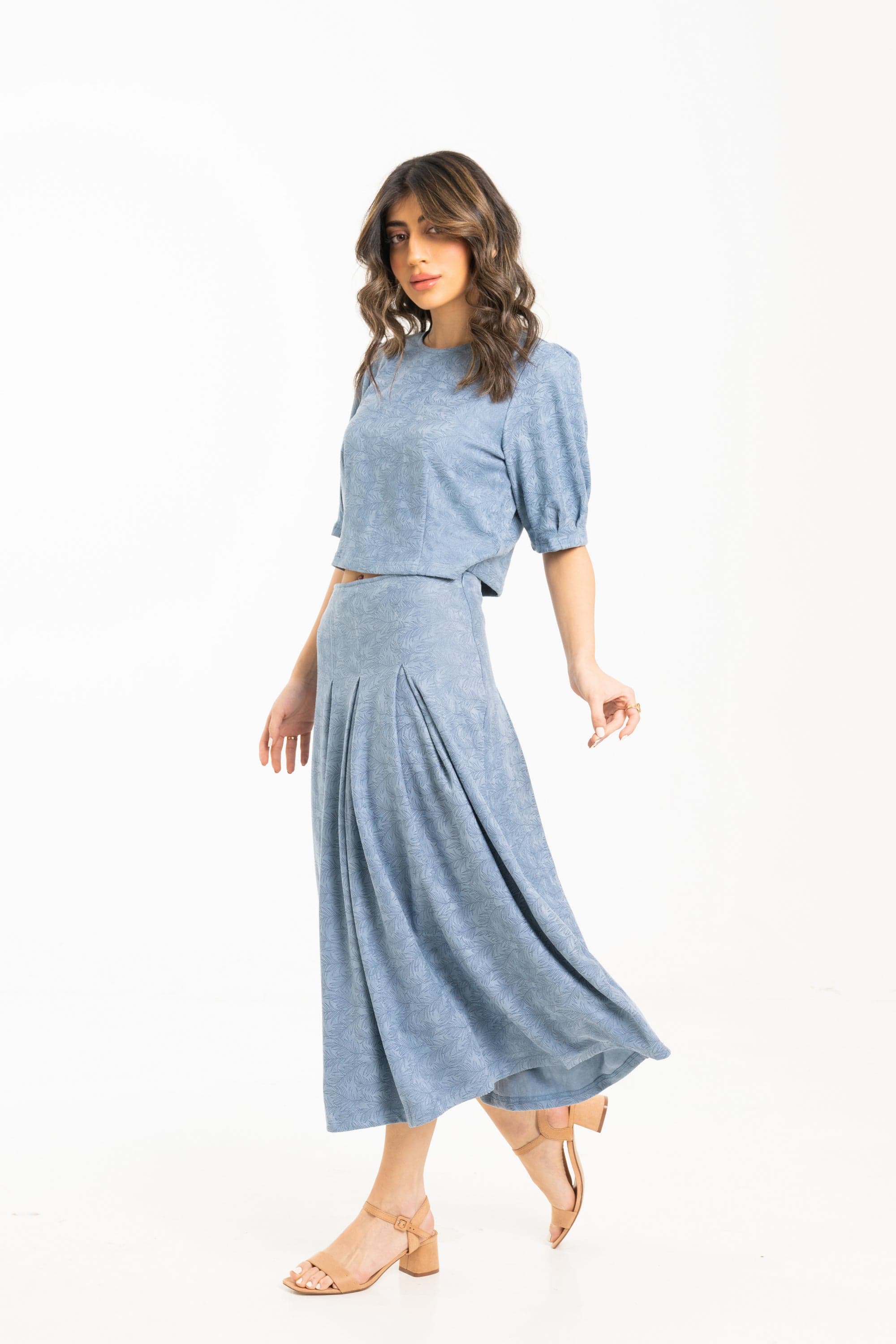 ميكا توب قصير خصر مرتفع كم قصير بف سادة نسائي