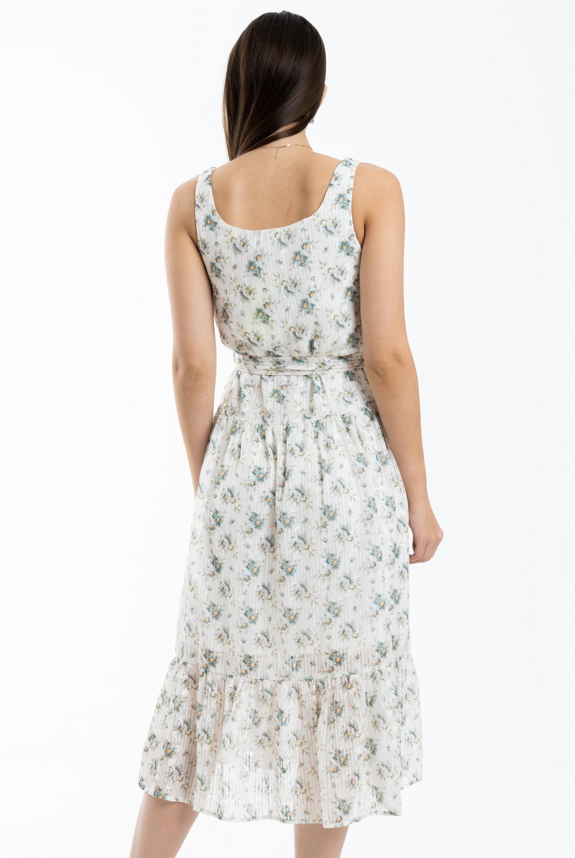 ميكا فستان ميدي مشجر كت بحزام على الخصر واسع من أسفل نسائي