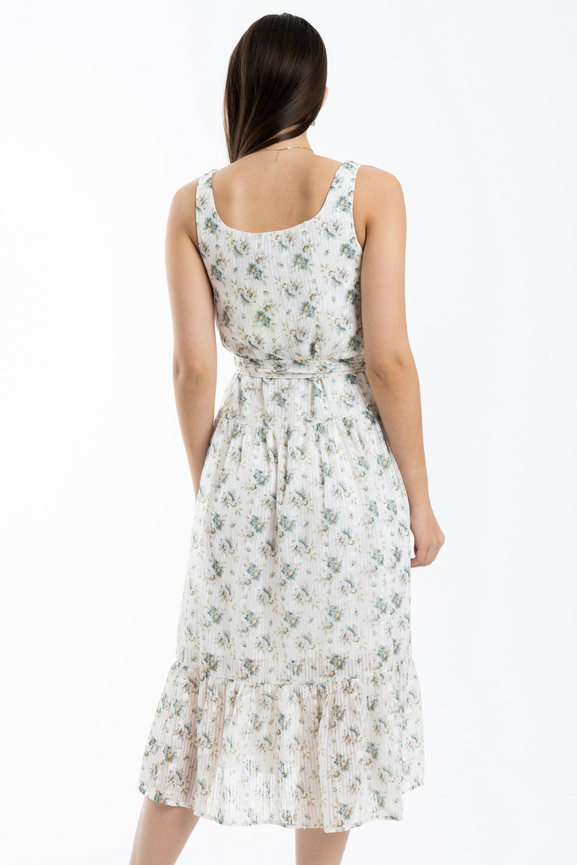 ميكا فستان ميدي مشجر كت بحزام على الخصر واسع من أسفل نسائي