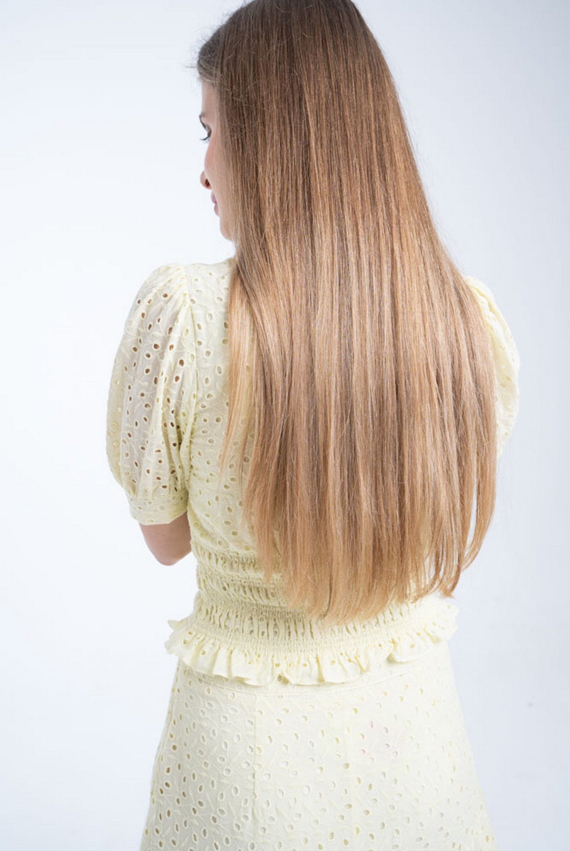 ميكا توب مخرم مخصر بفتحة صدر سبعة نص كم بف نسائي