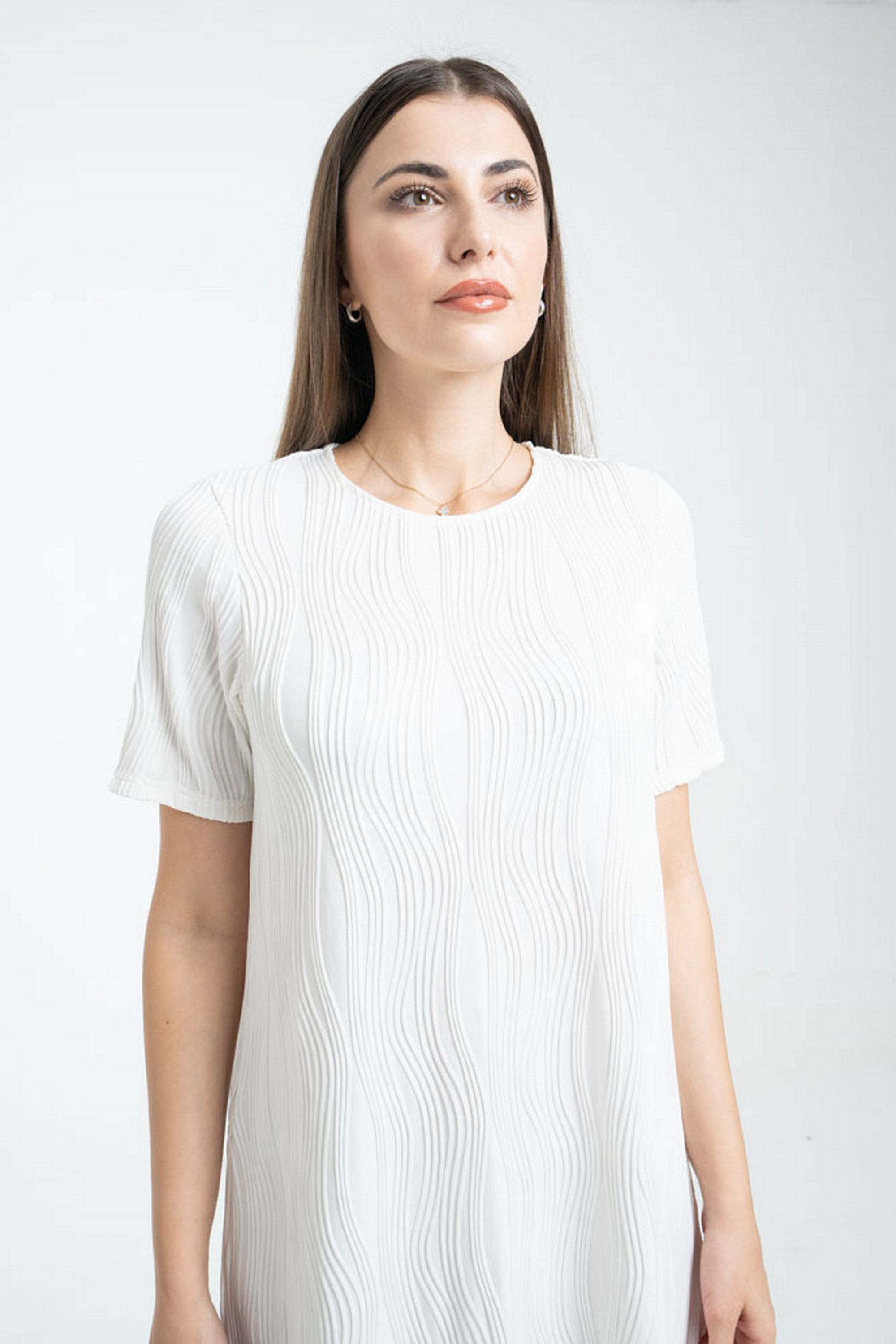 ميكا فستان طويل بتطريز طويل كم قصير نسائي