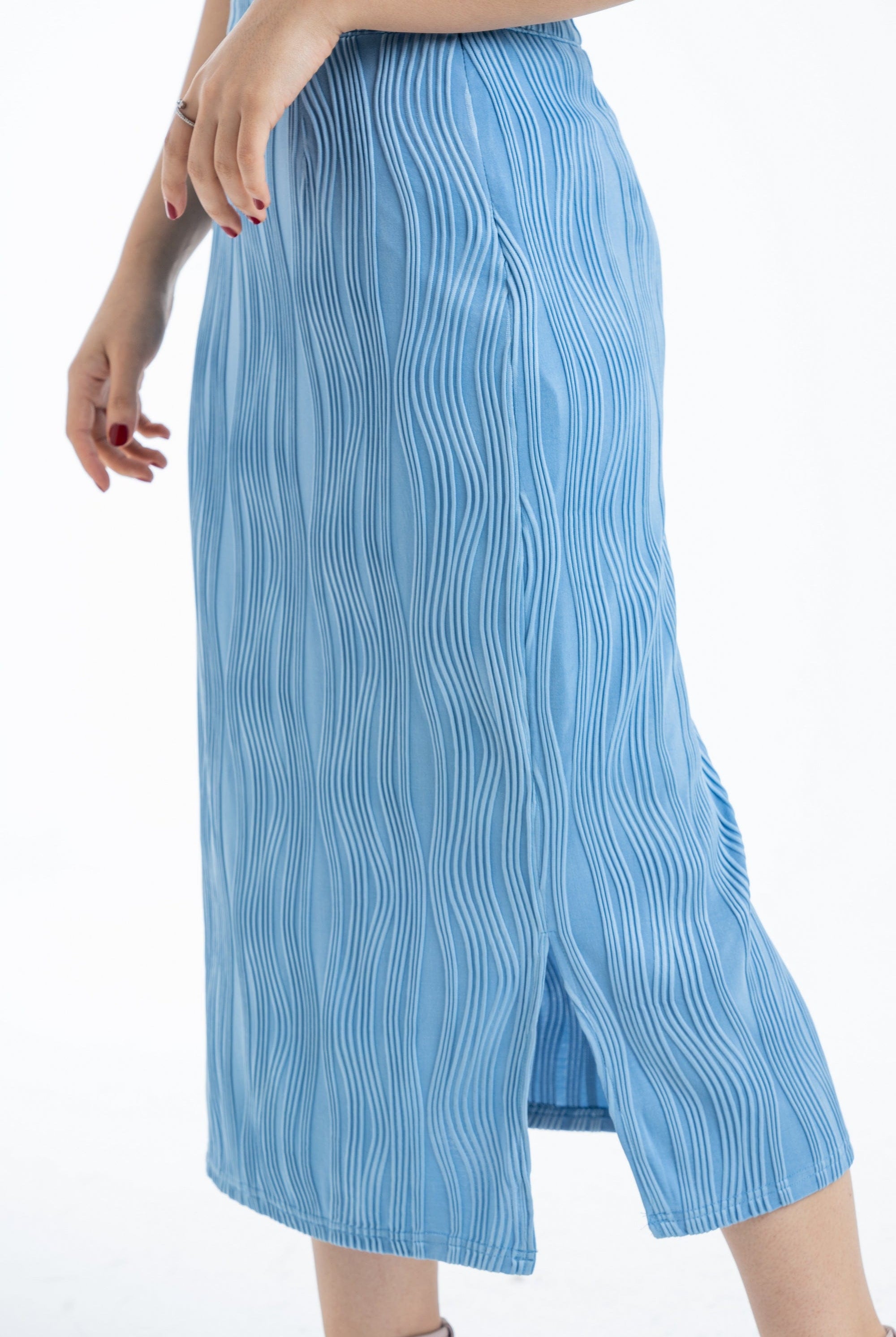 ميكا تنورة ميدي بخطوط غير مستقيمة طويلة نسائي