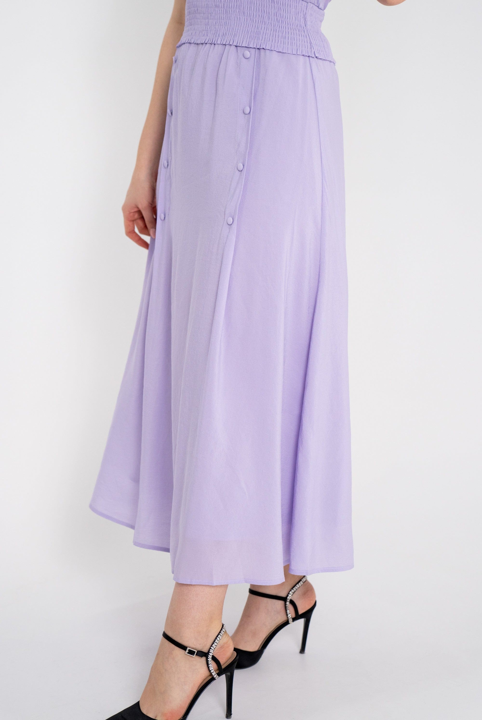 ميكا تنورة طويلة واسعة بأزرار أمامية نسائي