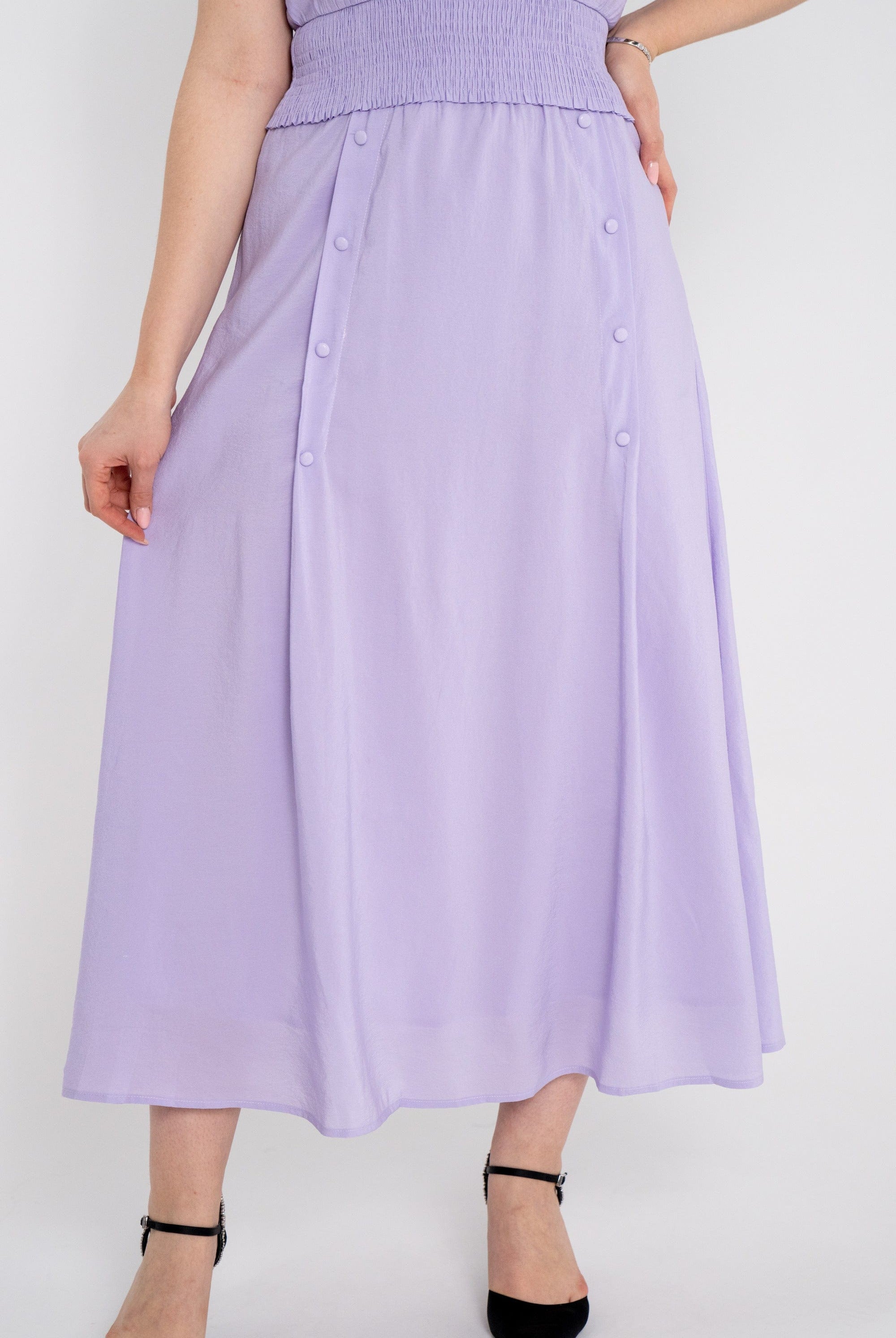 ميكا تنورة طويلة واسعة بأزرار أمامية نسائي