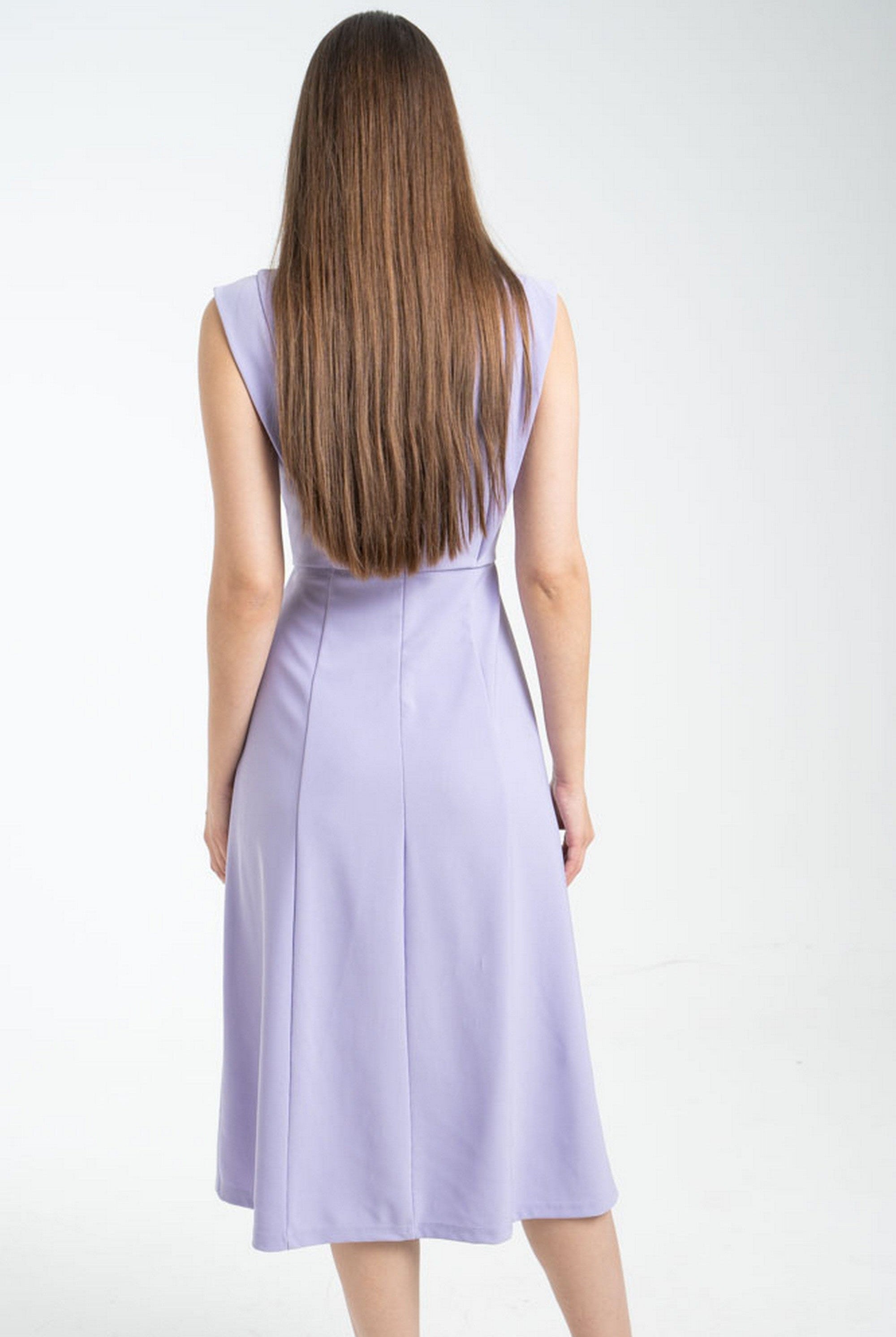 ميكا فستان ميدي سادة كلوش كت بفتحة صدر نسائي